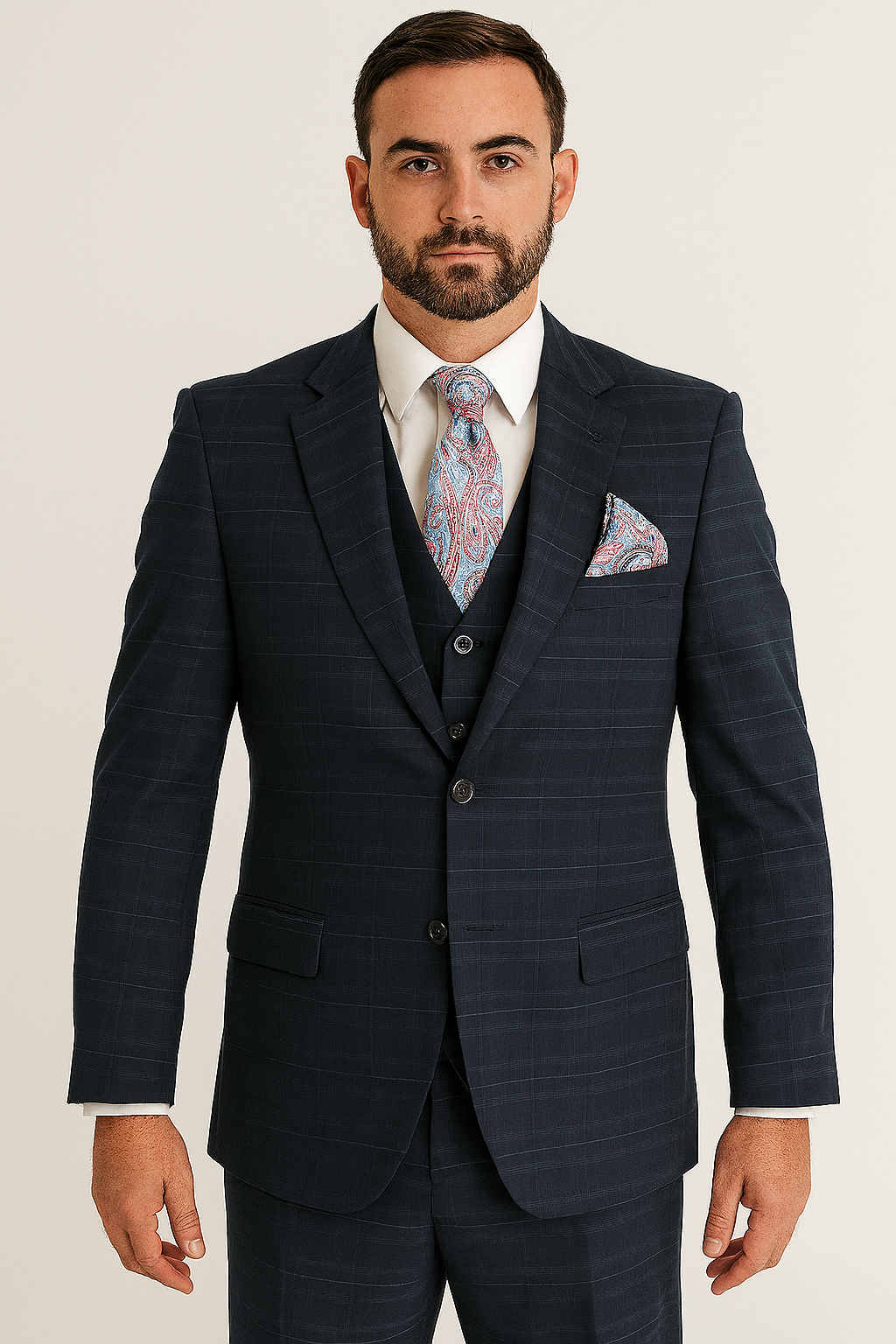 Mazari 3404 3 Pieces Suits Navy