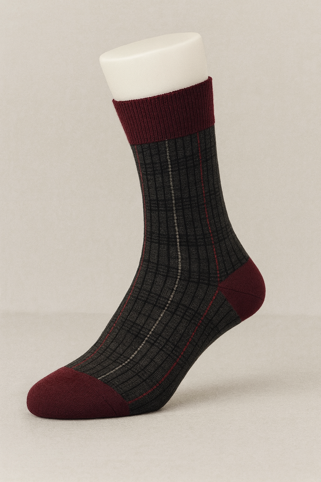 Zenio SK8076 Fancy Socks Burgundy Grey