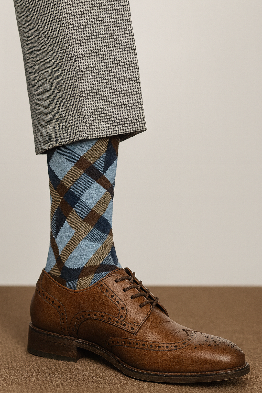 Tallia TS7252#2 Fancy Socks Navy Taupe