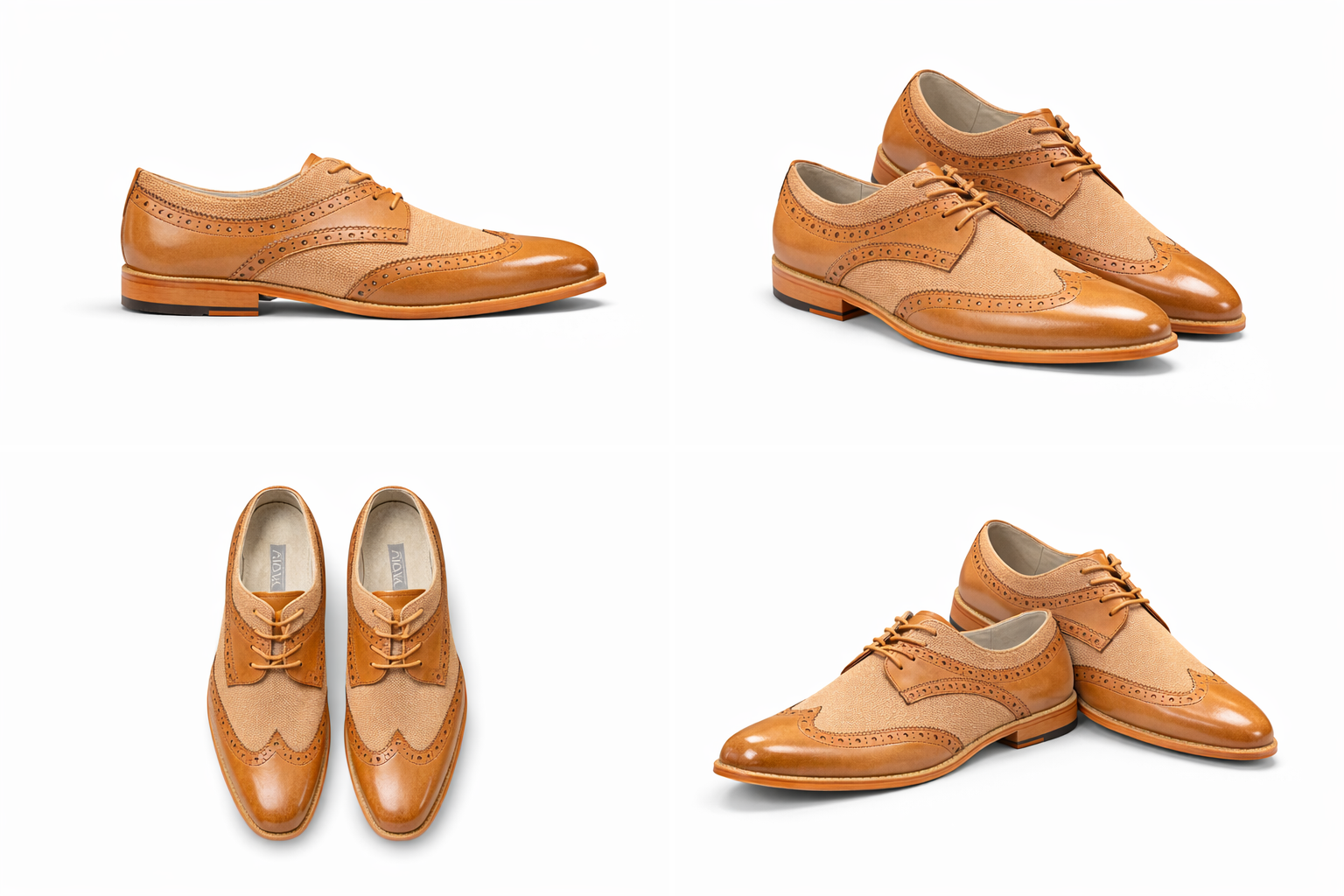 Giovanni Nico Wingtip Shoes Tan