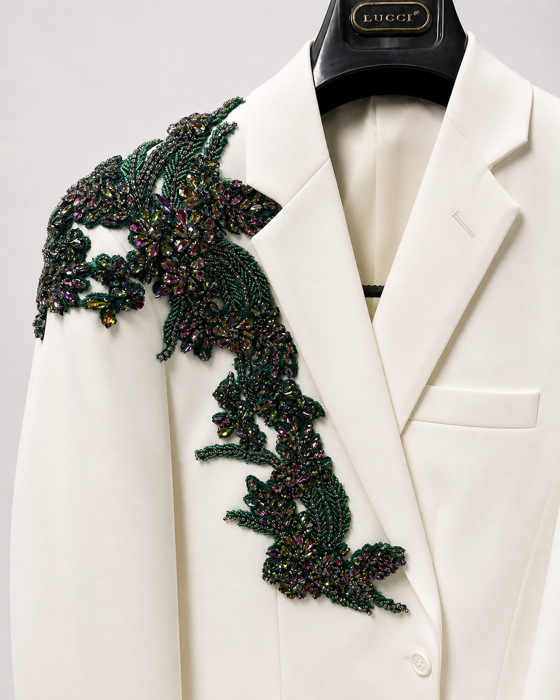Lucci S-2PP 2 pcs Suit Ivory With Customization Green Pink