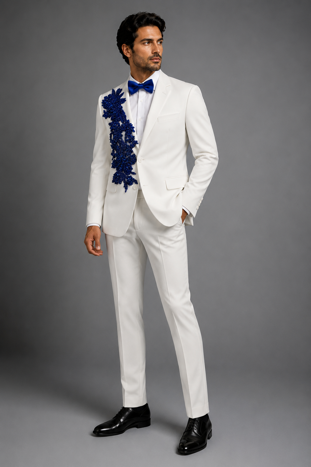 Lucci S-2PP 2 pcs Suit Ivory With Customization Blue