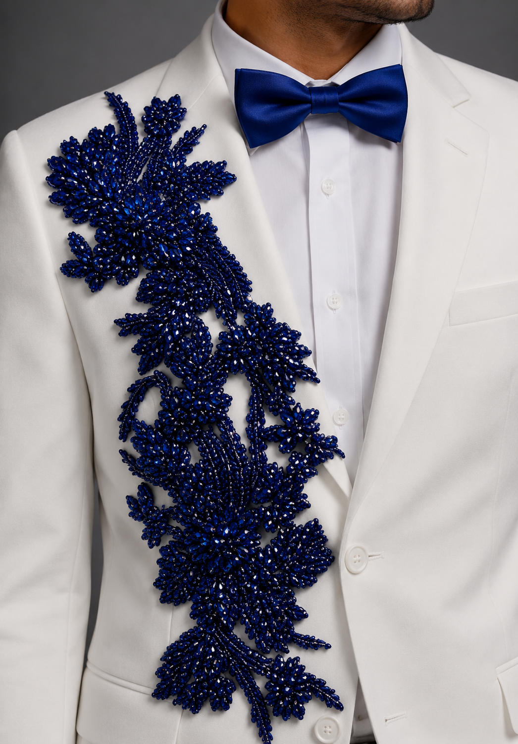 Lucci S-2PP 2 pcs Suit Ivory With Customization Blue