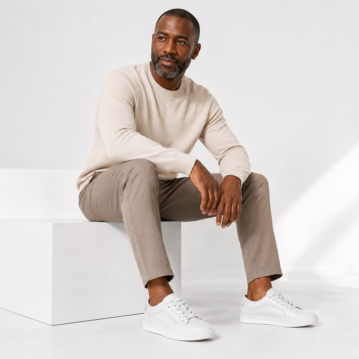 Giovanni Timo Leather Croc Print Sneaker White
