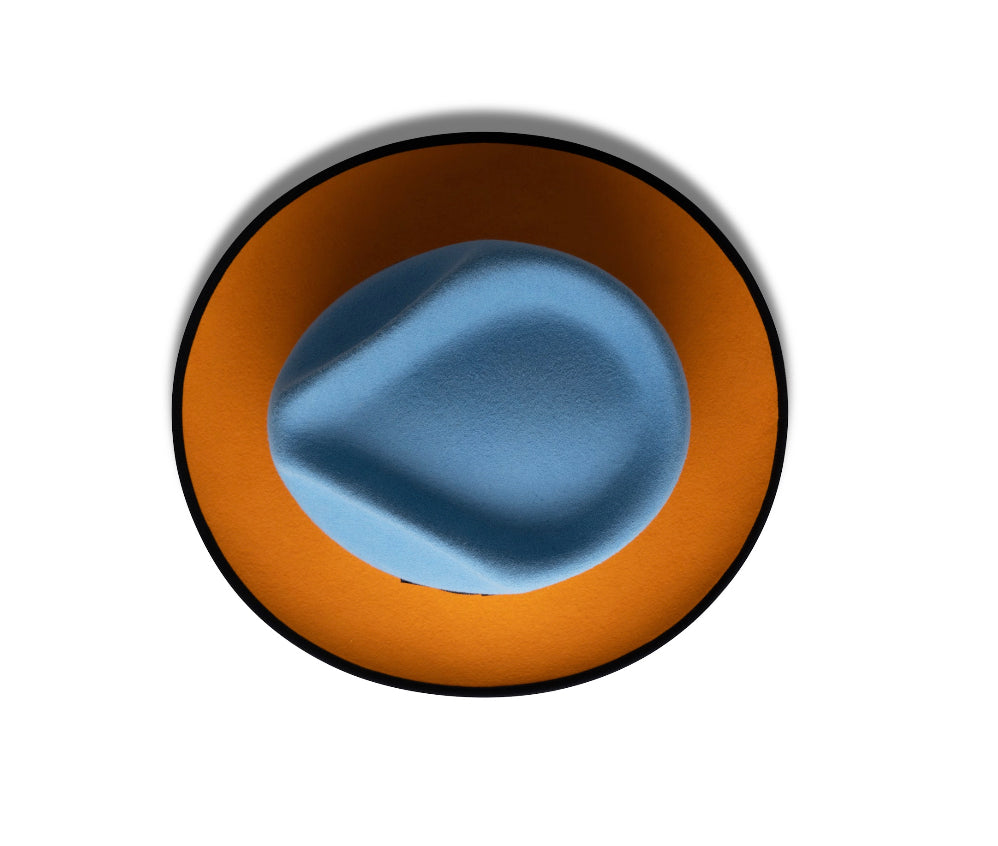 The Fox Fedora - Two Tone (Powder Blue / Sunset Orange)