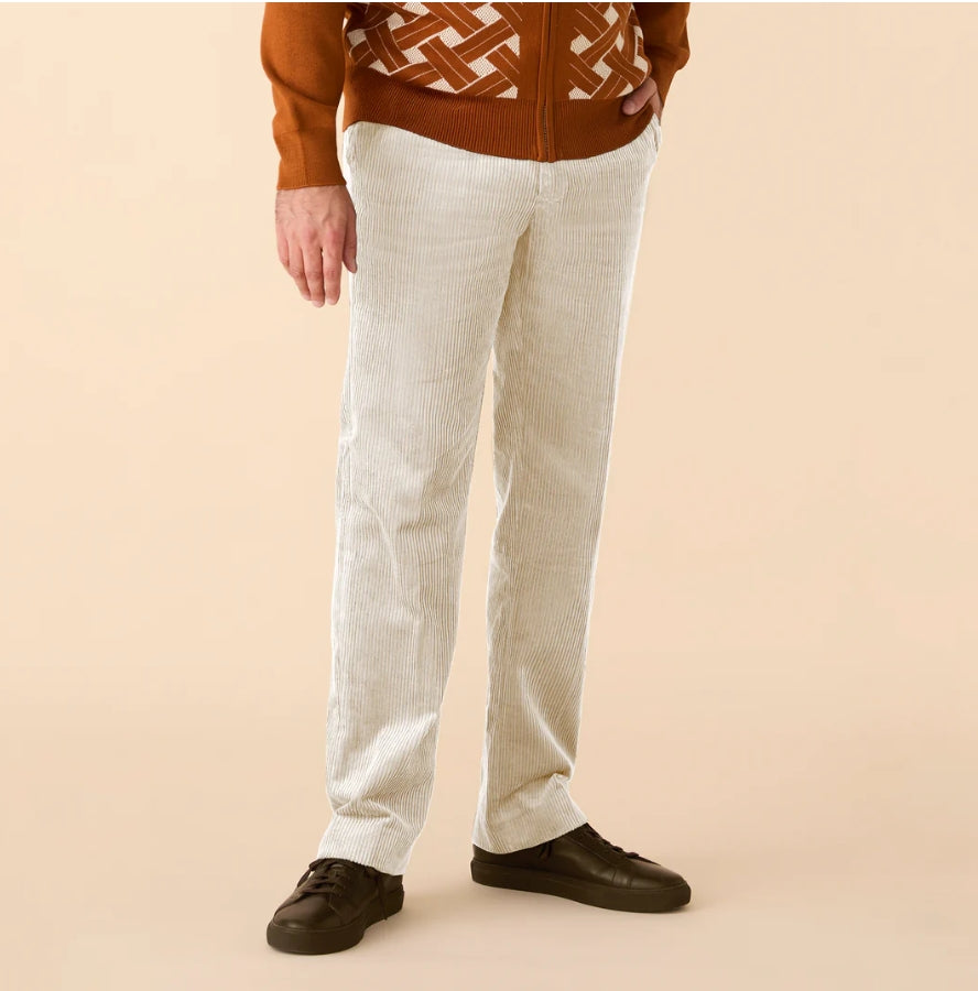 Inserch P3103 100% Cotton Flat Front Corduroy Pants White