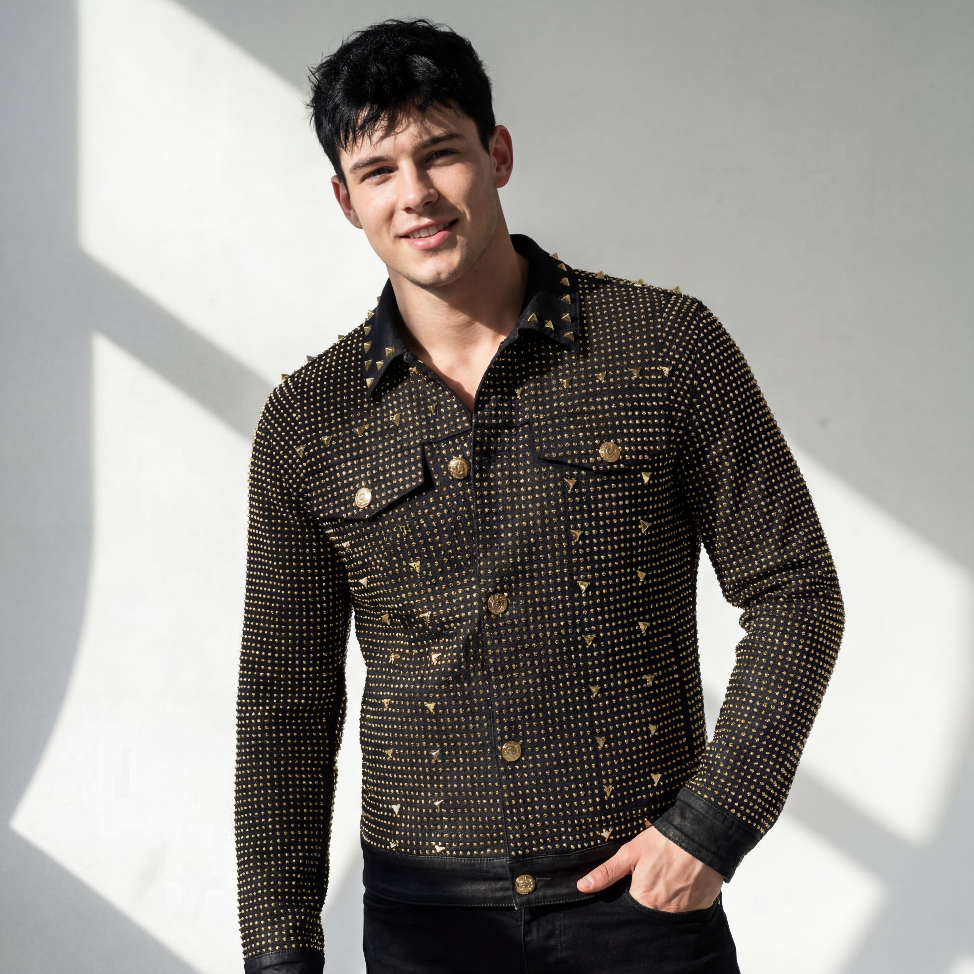 Pure Style BLACK/GOLD Men's Denim Jacket