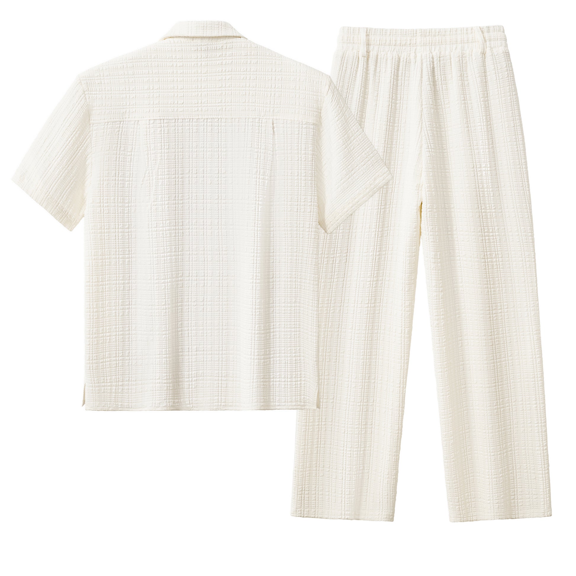 Loft Set – Textured Short Sleeve Shirt & Pant TAUPE