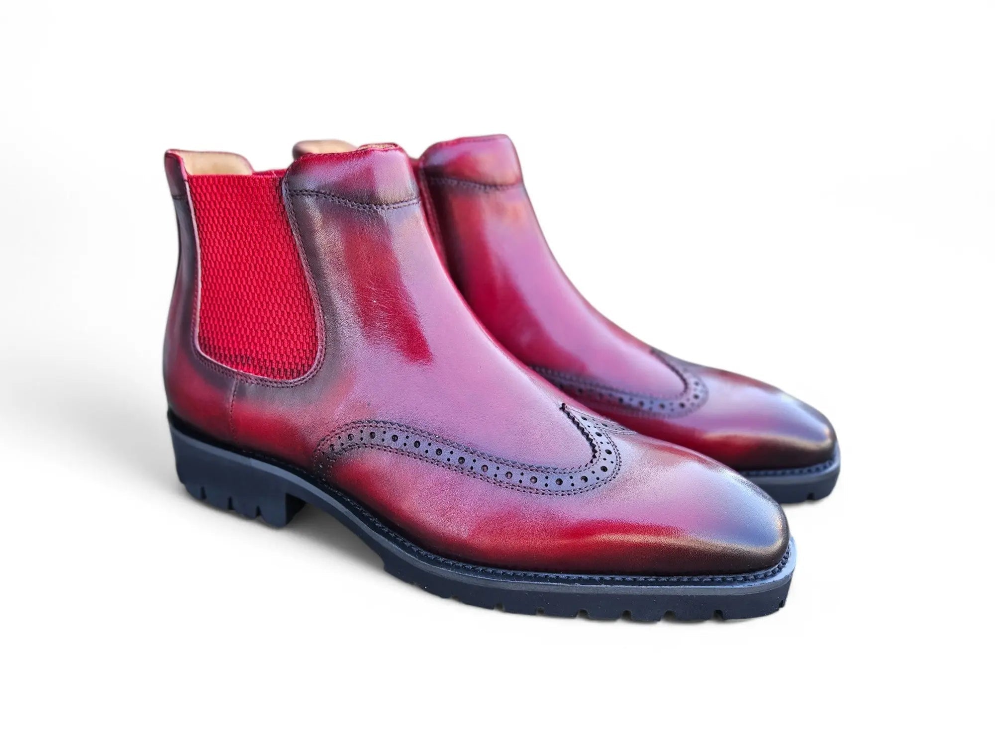 Lug Sole Chelsea Boot with Wingtip Toe