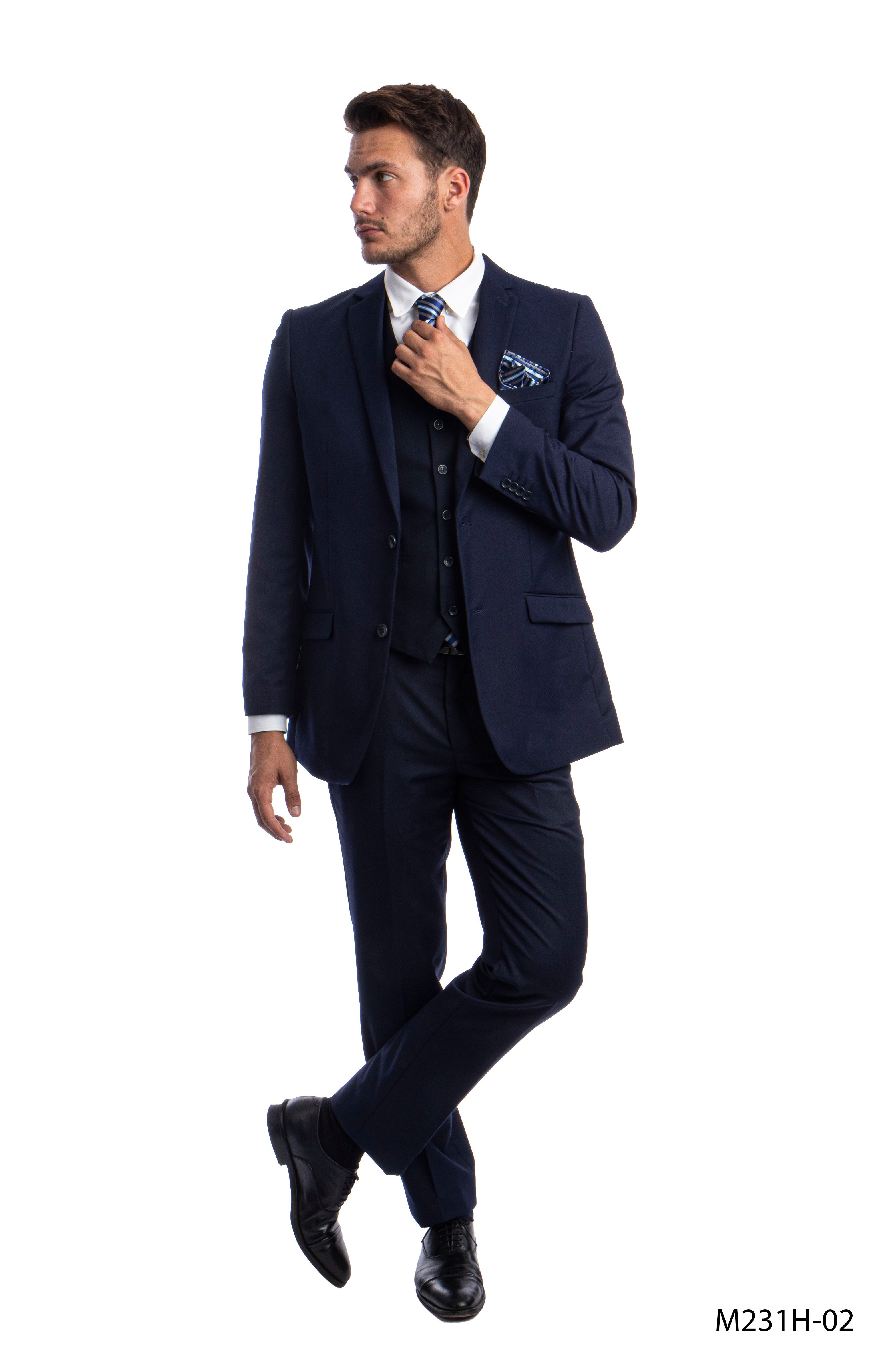 3 PC Navy Suit For Men Formal Suits For All Ocassions M231H-02