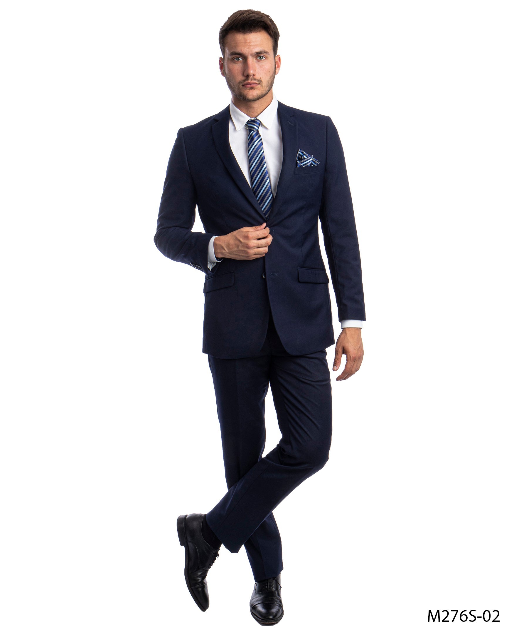 Azzuro Men's 2 Piece Slim Fit Suit - Classic Solid Colors - Navy - 38S - CCO Menswear Azzuro Men's 2 Piece Slim Fit Suit - Classic Solid Colors - Navy - 38S - CCO Menswear