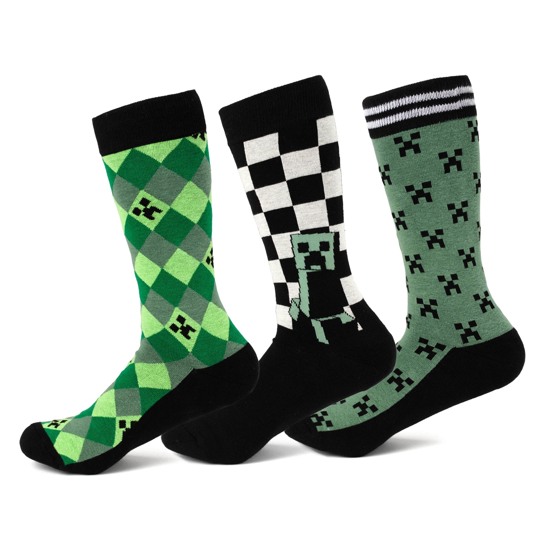Minecraft Creeper Men's Sock Set – 3 Pairs