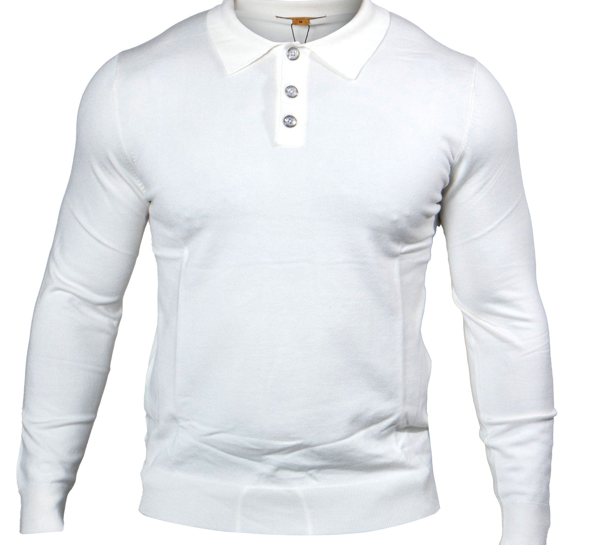 Prestige MCS-290 Long Sleeve 3 Buttons Polo White