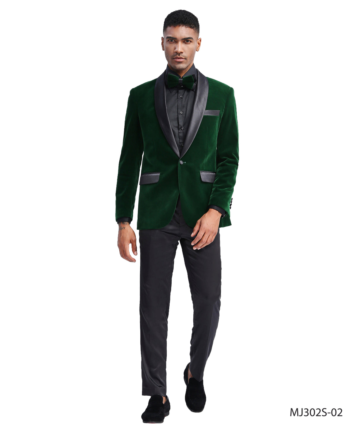 Tazio MJ302S Men’s Blazer in Green with Matching Bow tie.