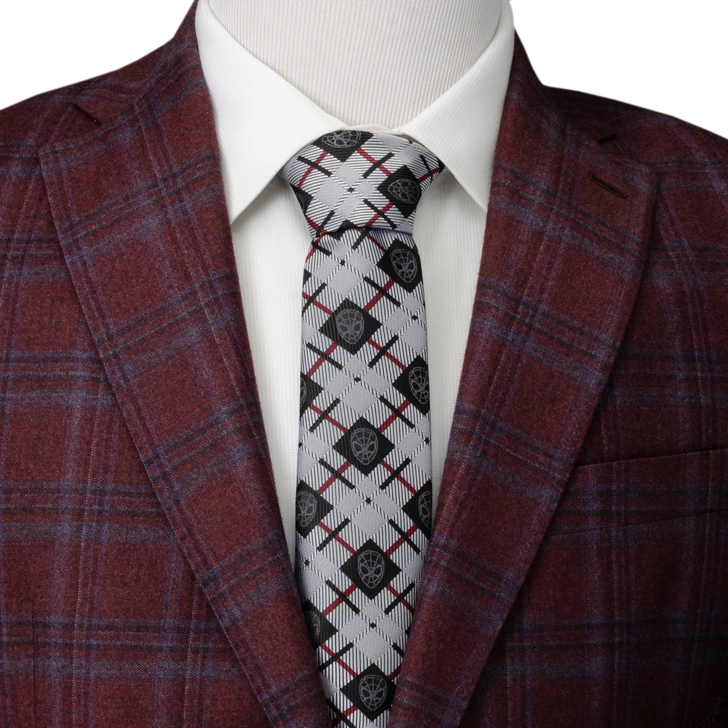Marvel Spider-Man Plaid Black Men's Tie
