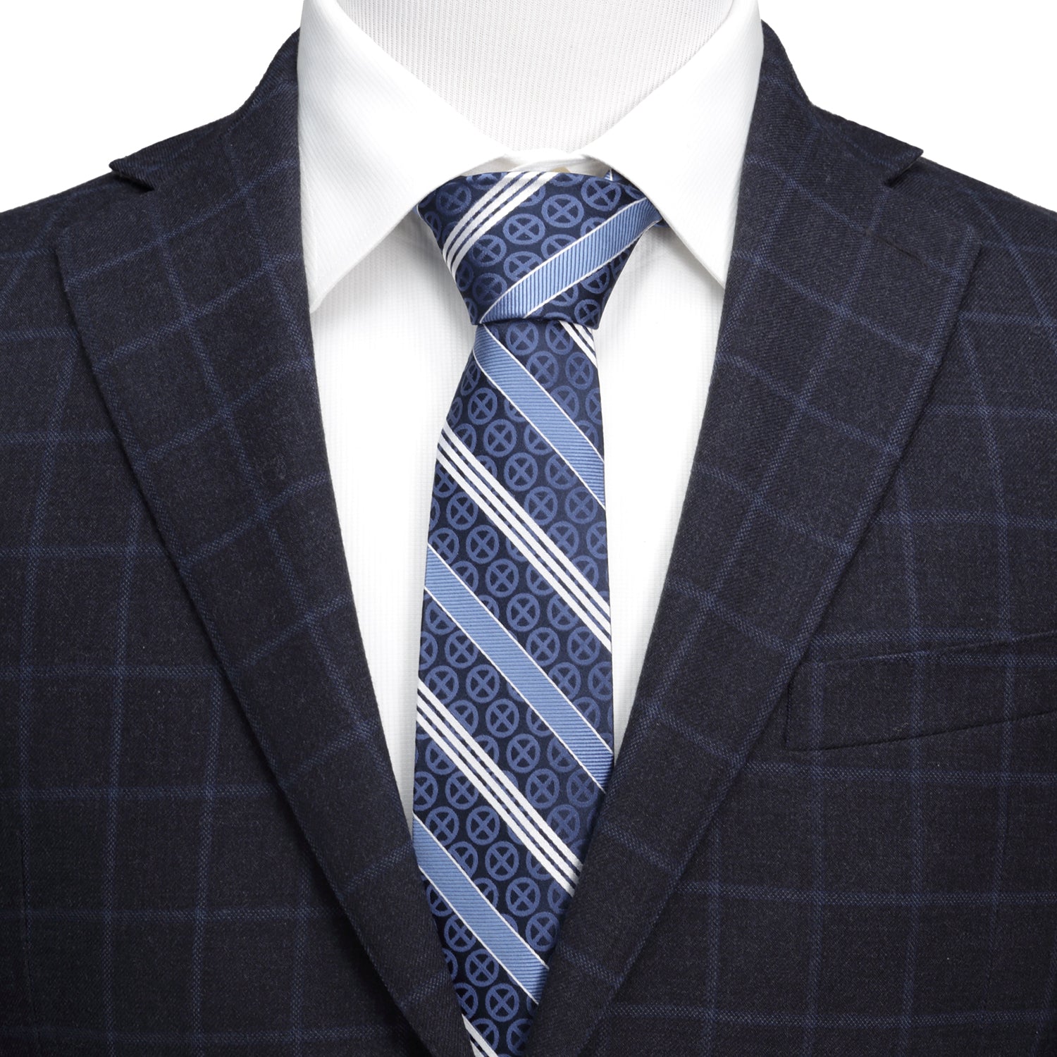 Marvel X-Men Symbol Navy Stripe Men's Tie