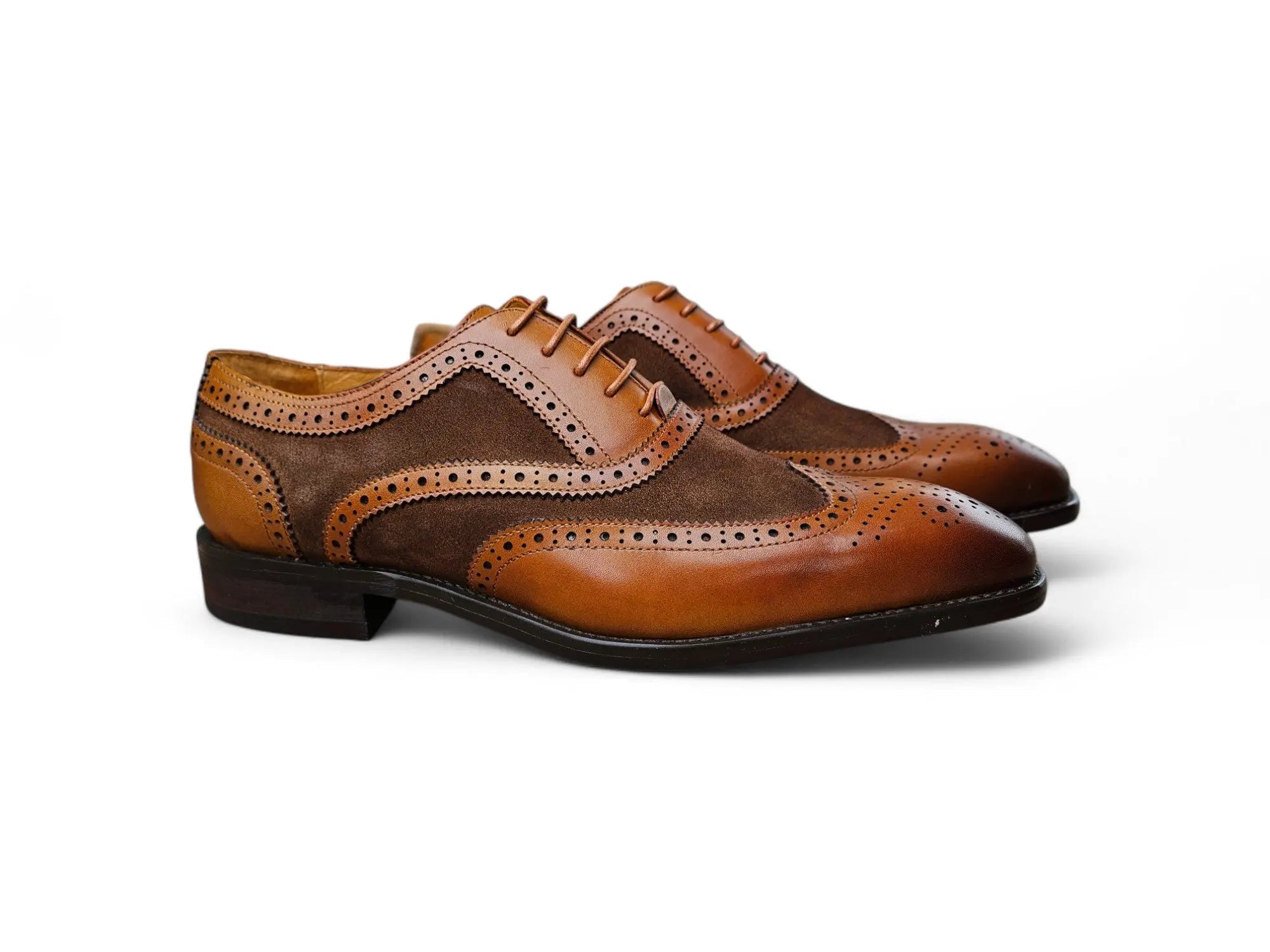 Mixed Media Burnished Wingtip Oxford