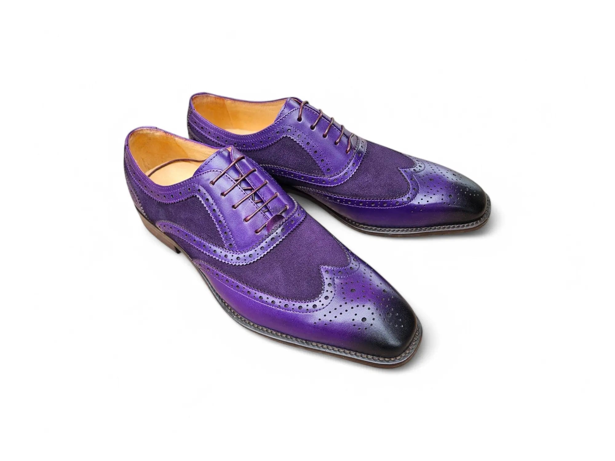 Mixed Media Burnished Wingtip Oxford