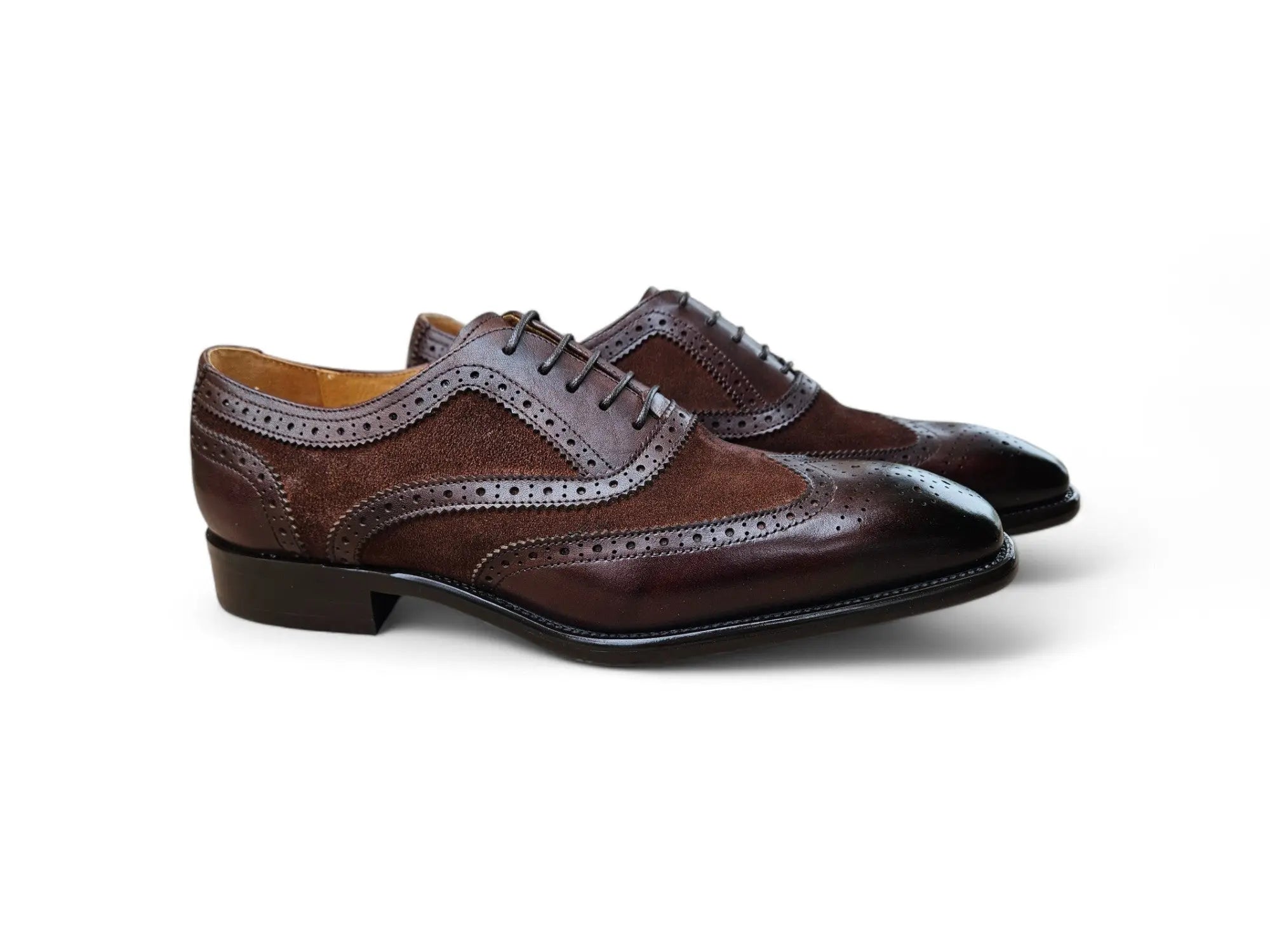 Mixed Media Burnished Wingtip Oxford