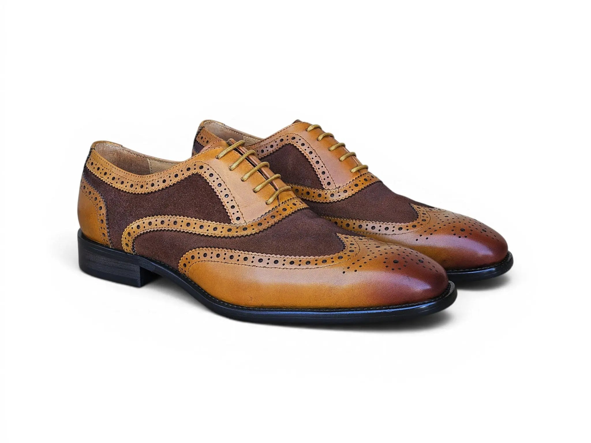 Mixed Media Burnished Wingtip Oxford