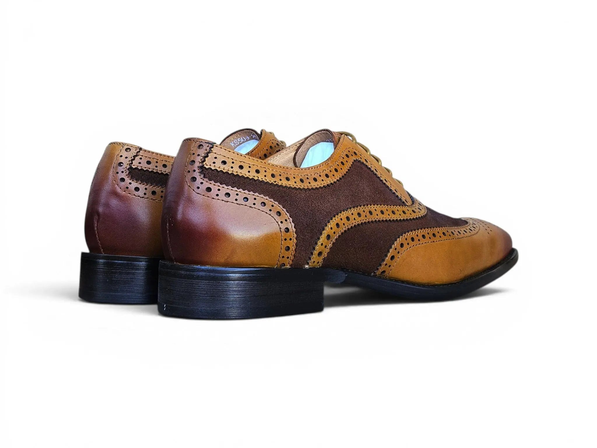 Mixed Media Burnished Wingtip Oxford