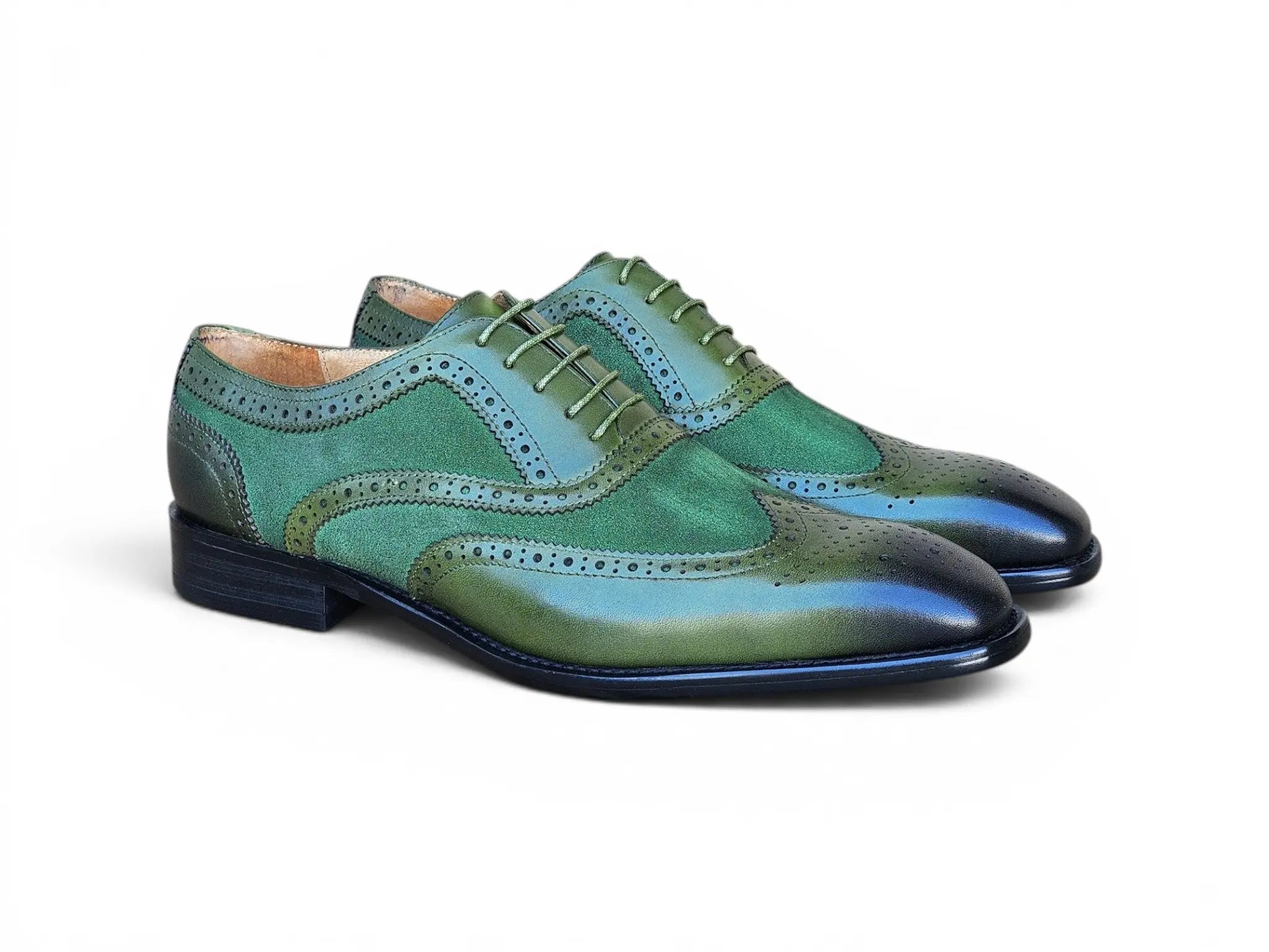 Mixed Media Burnished Wingtip Oxford