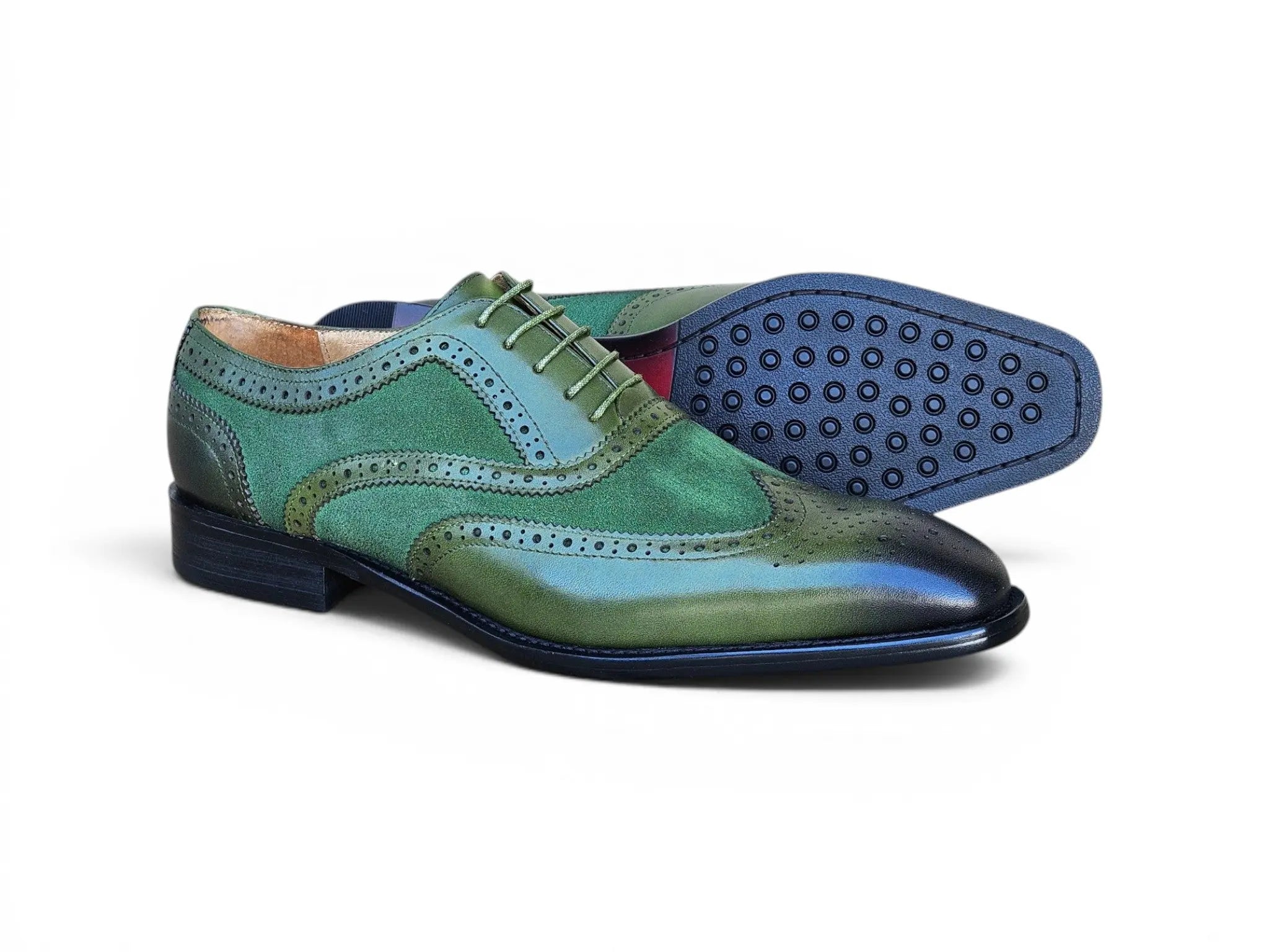 Mixed Media Burnished Wingtip Oxford