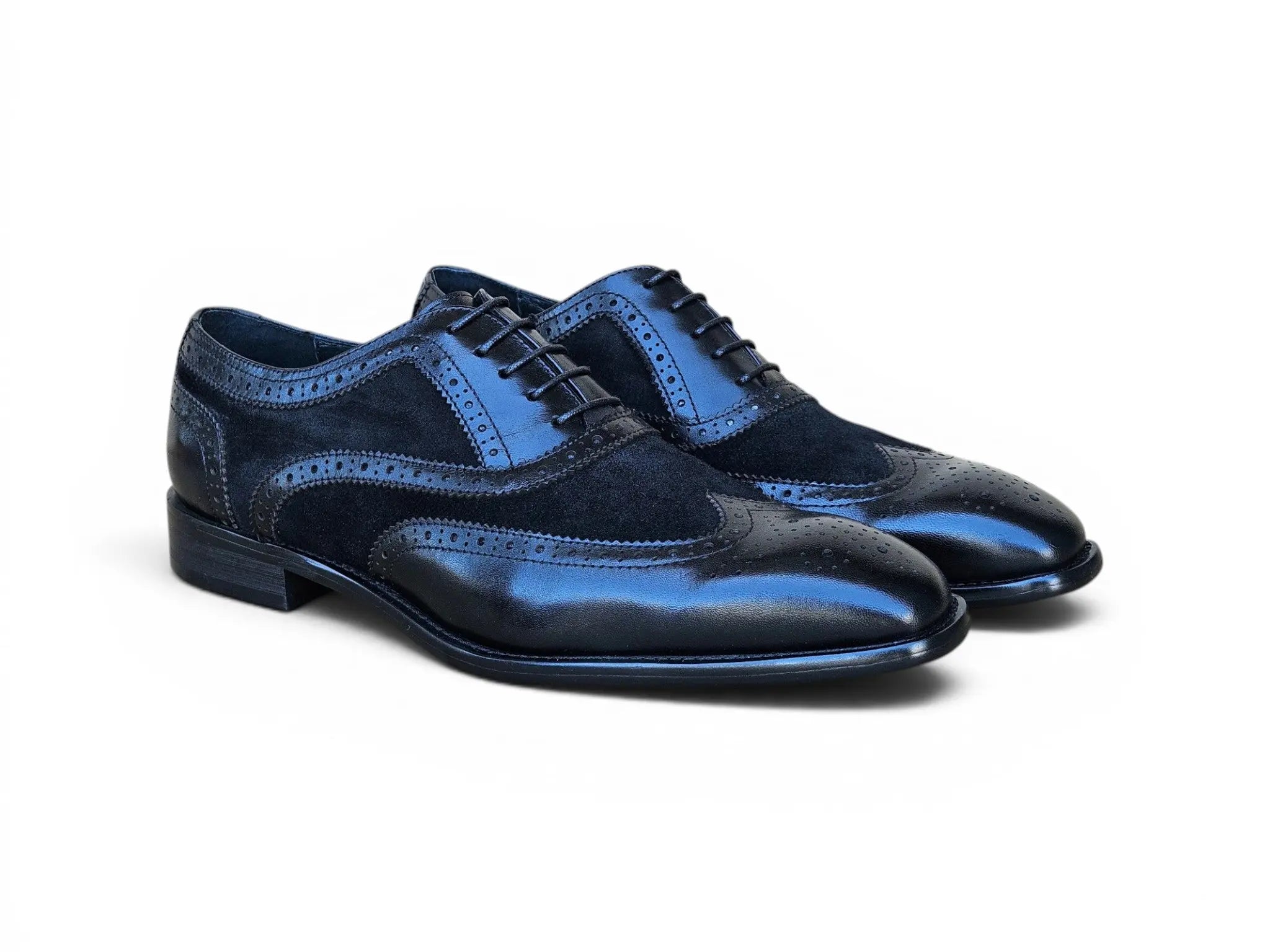 Mixed Media Burnished Wingtip Oxford