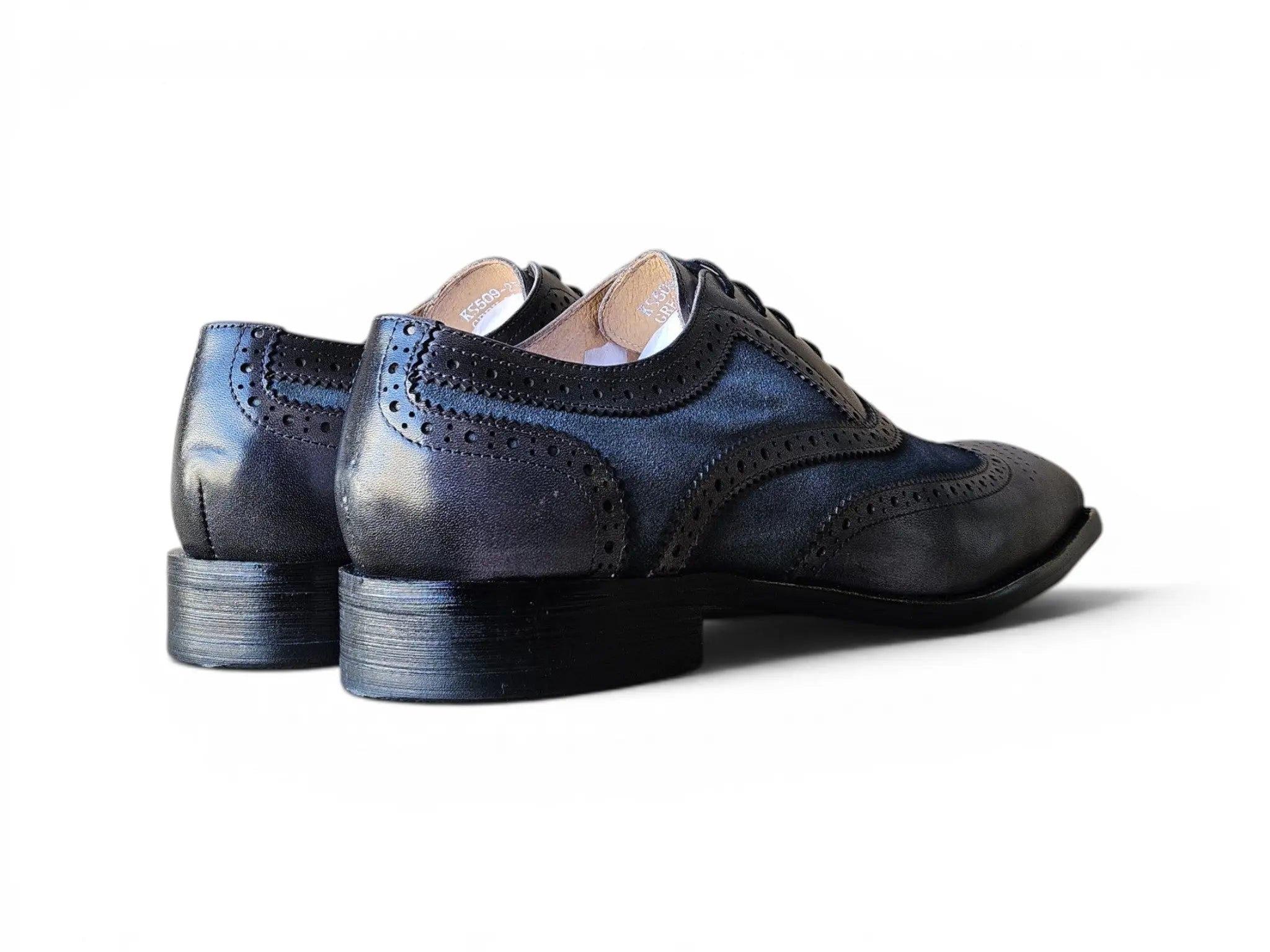 Mixed Media Burnished Wingtip Oxford