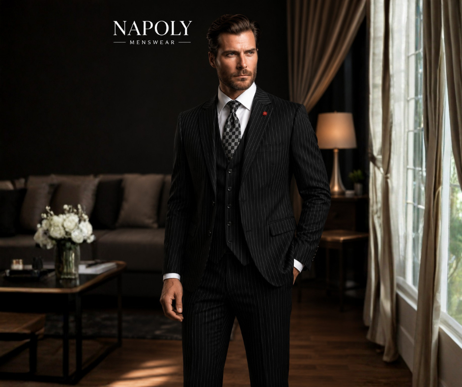 Vitali M6739 3 Pieces Modern Fit Suit Black