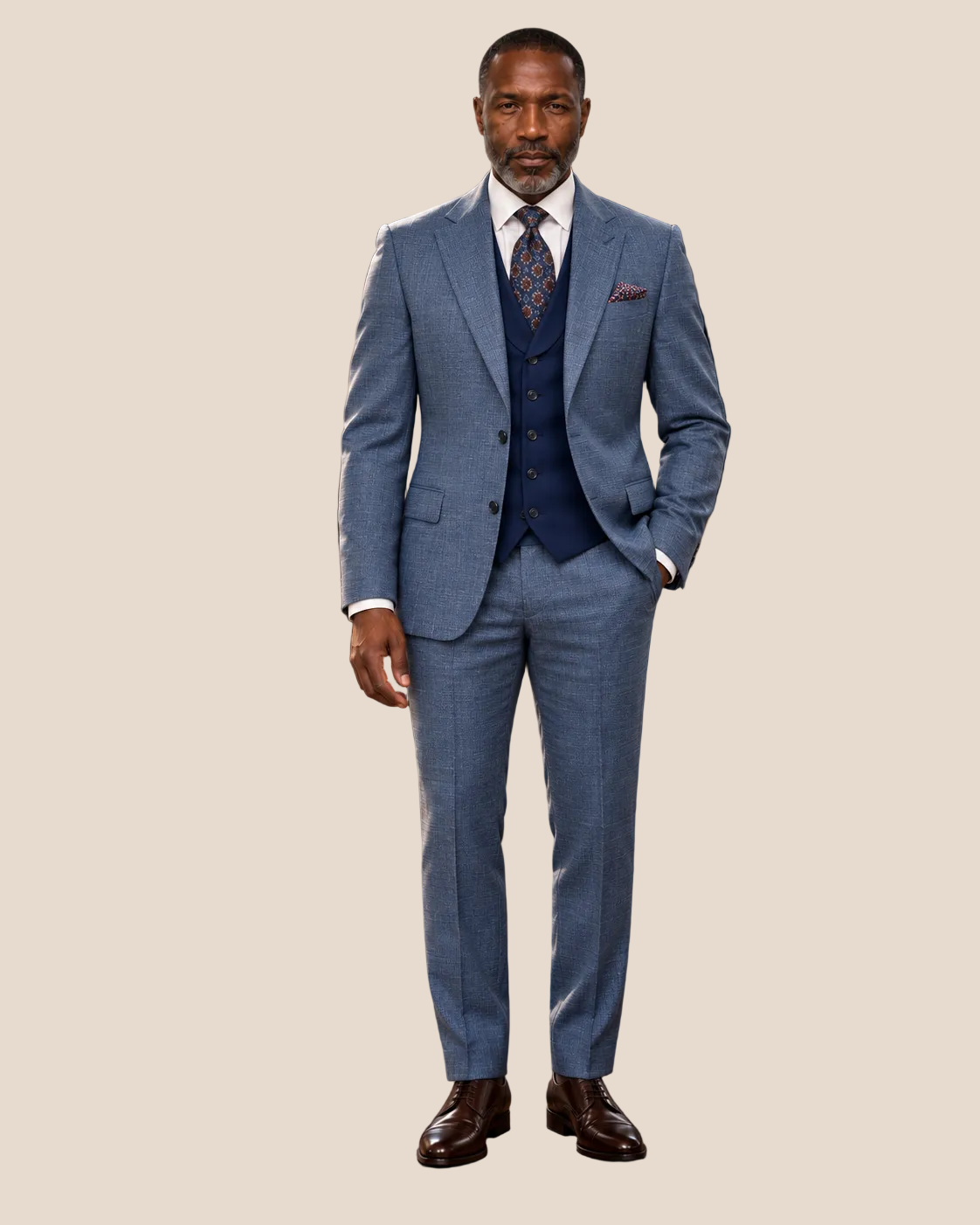 Steve Harvey 226701SHS 3 Pieces Suits Blue Check
