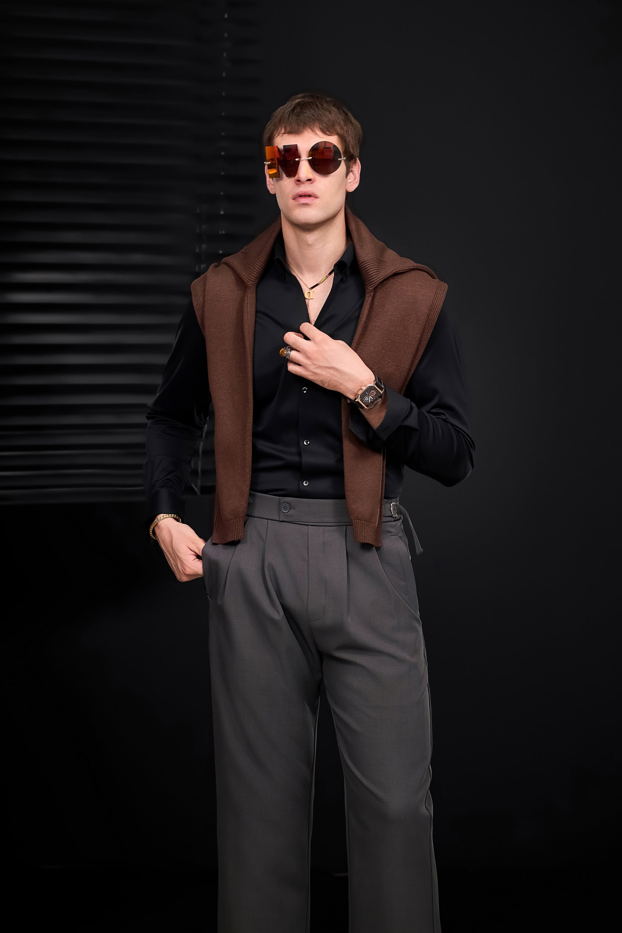 Wellington Side-Tab Trousers GREY