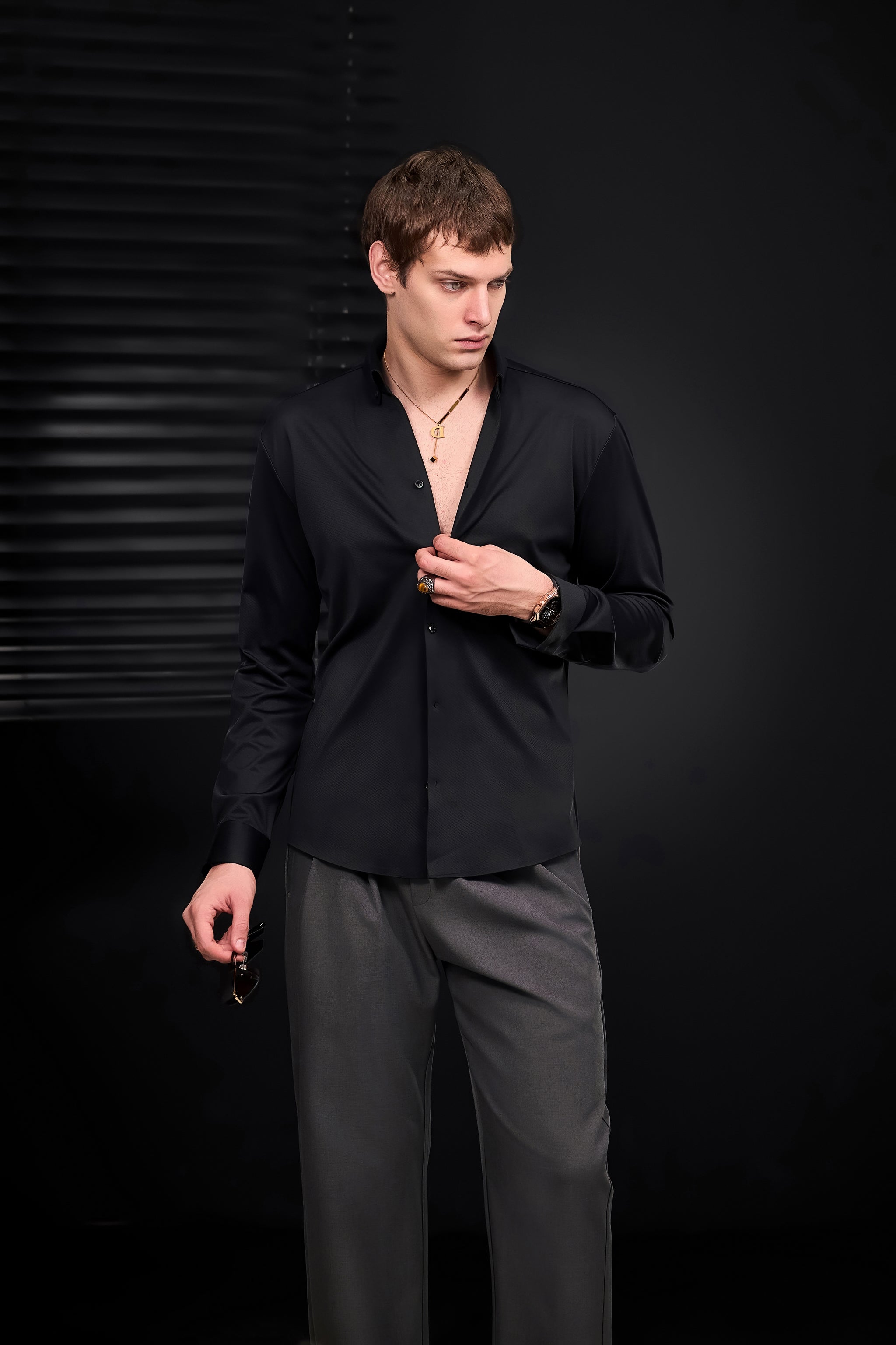 Wellington Side-Tab Trousers GREY