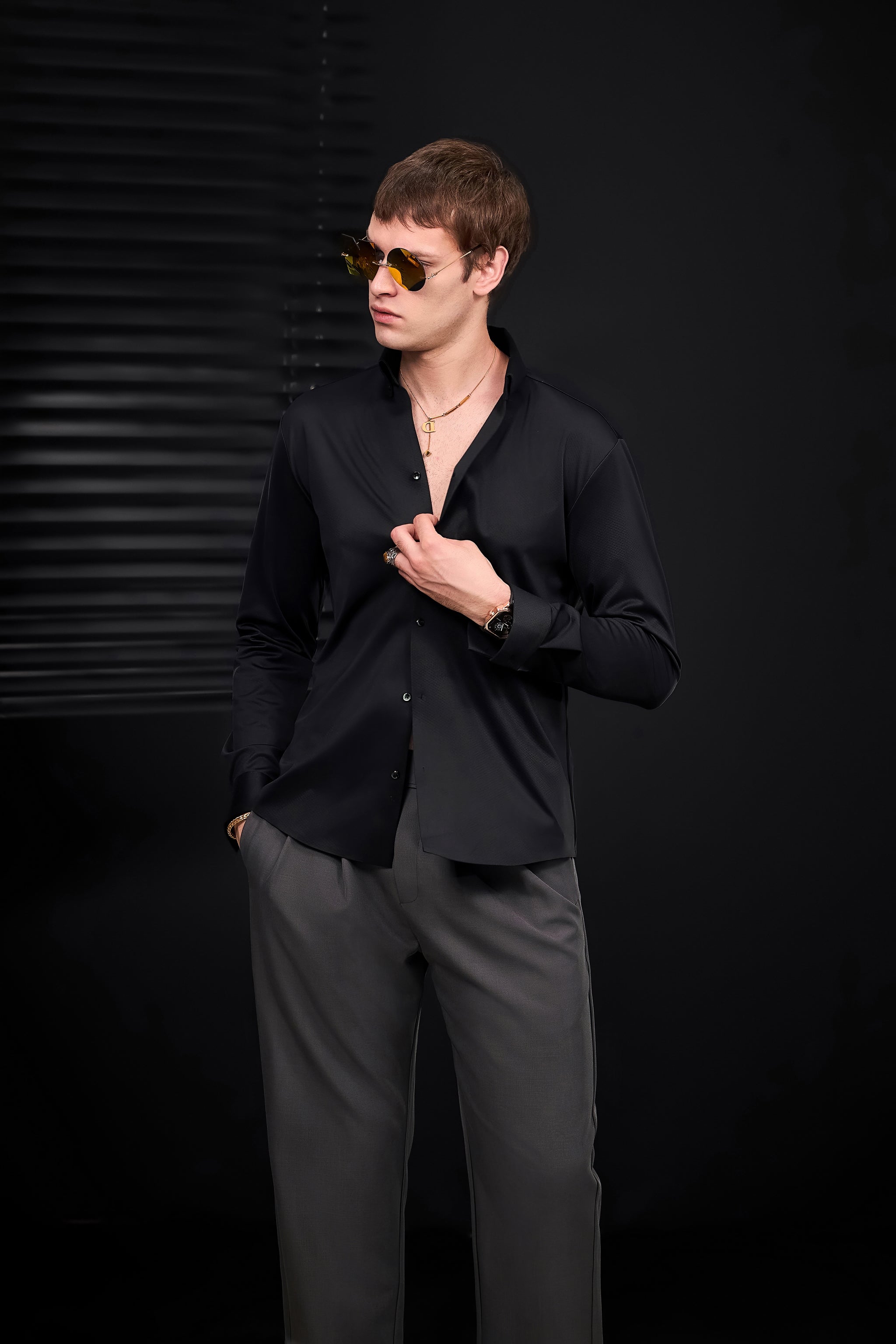 Wellington Side-Tab Trousers GREY