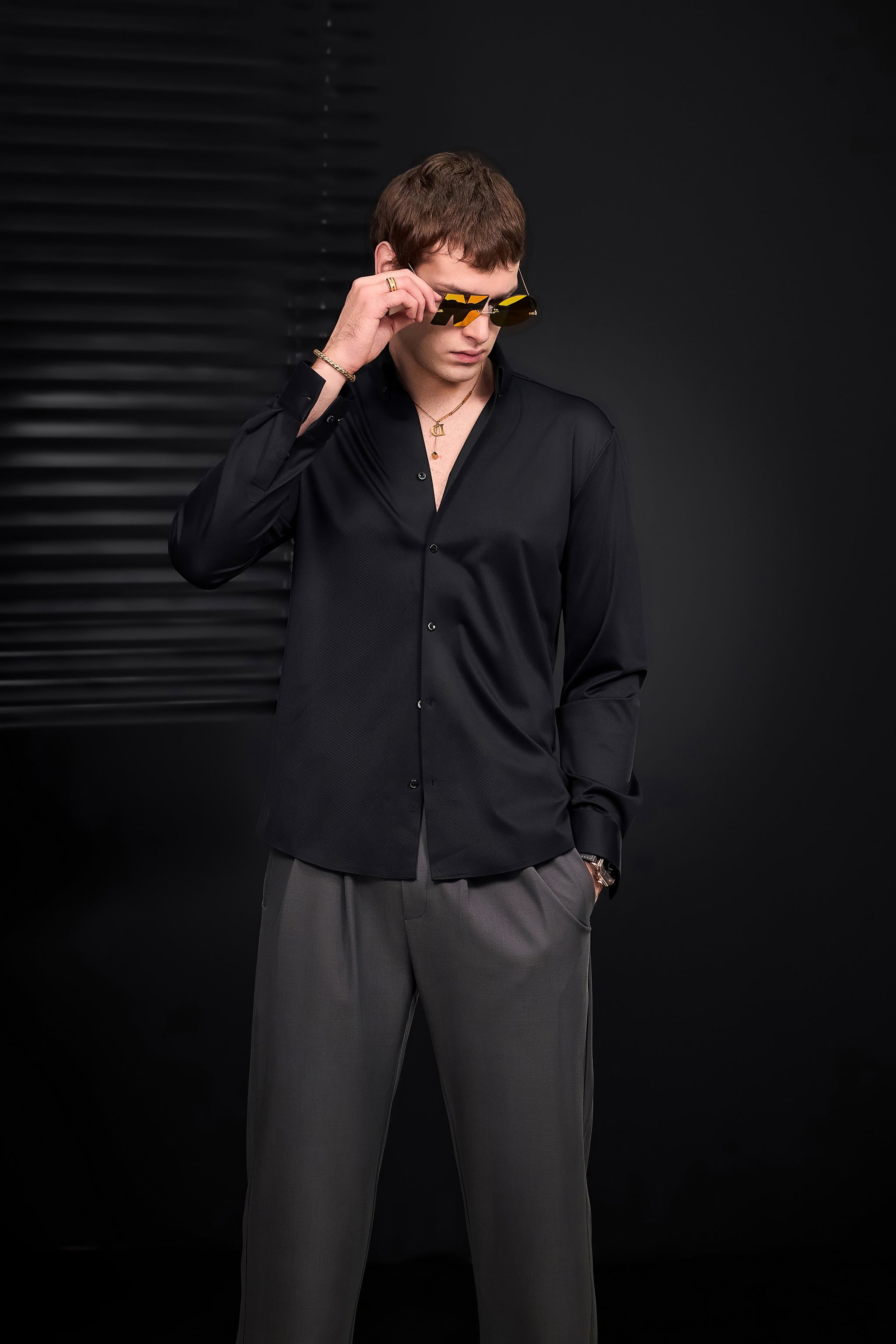 Wellington Side-Tab Trousers GREY
