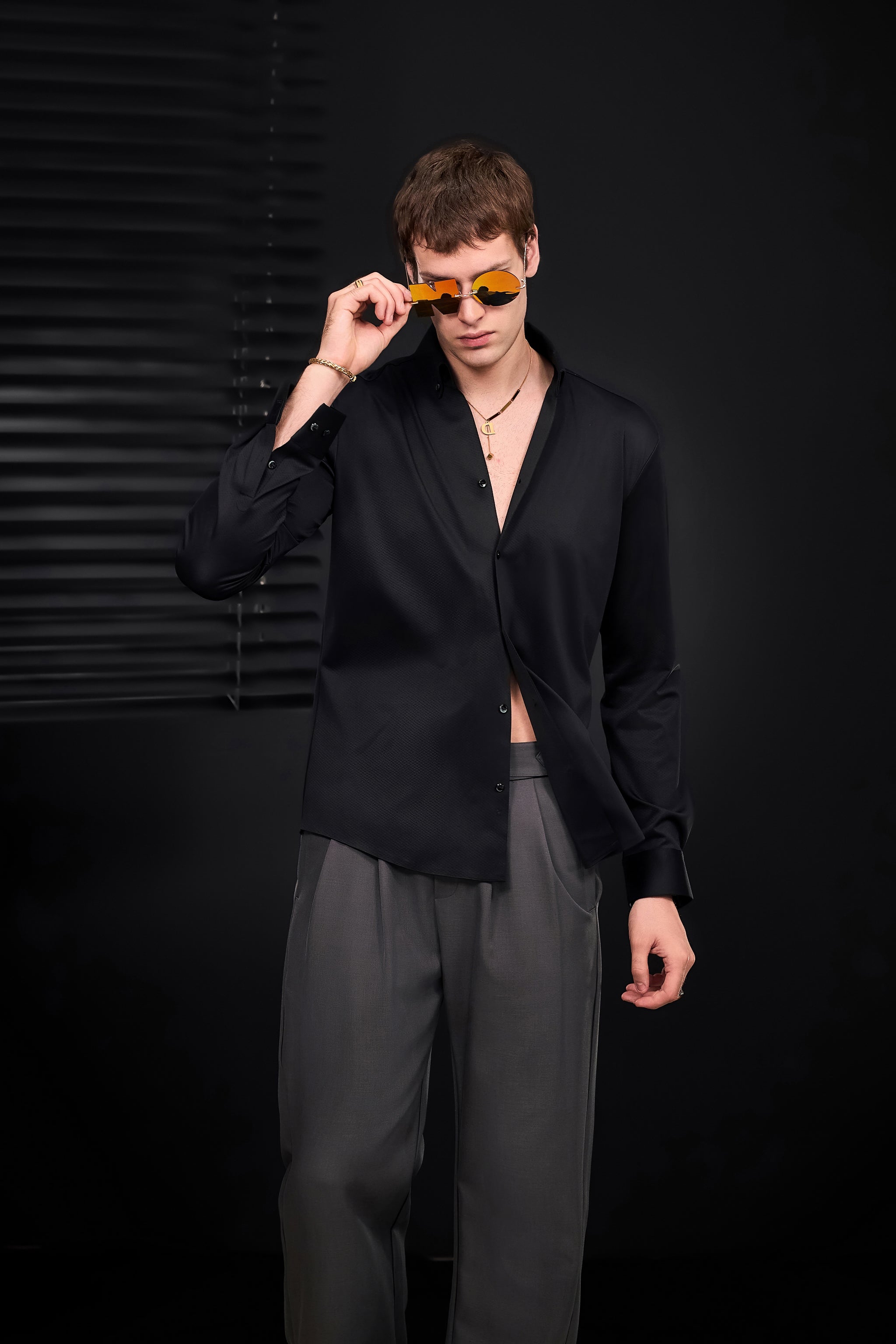 Wellington Side-Tab Trousers GREY