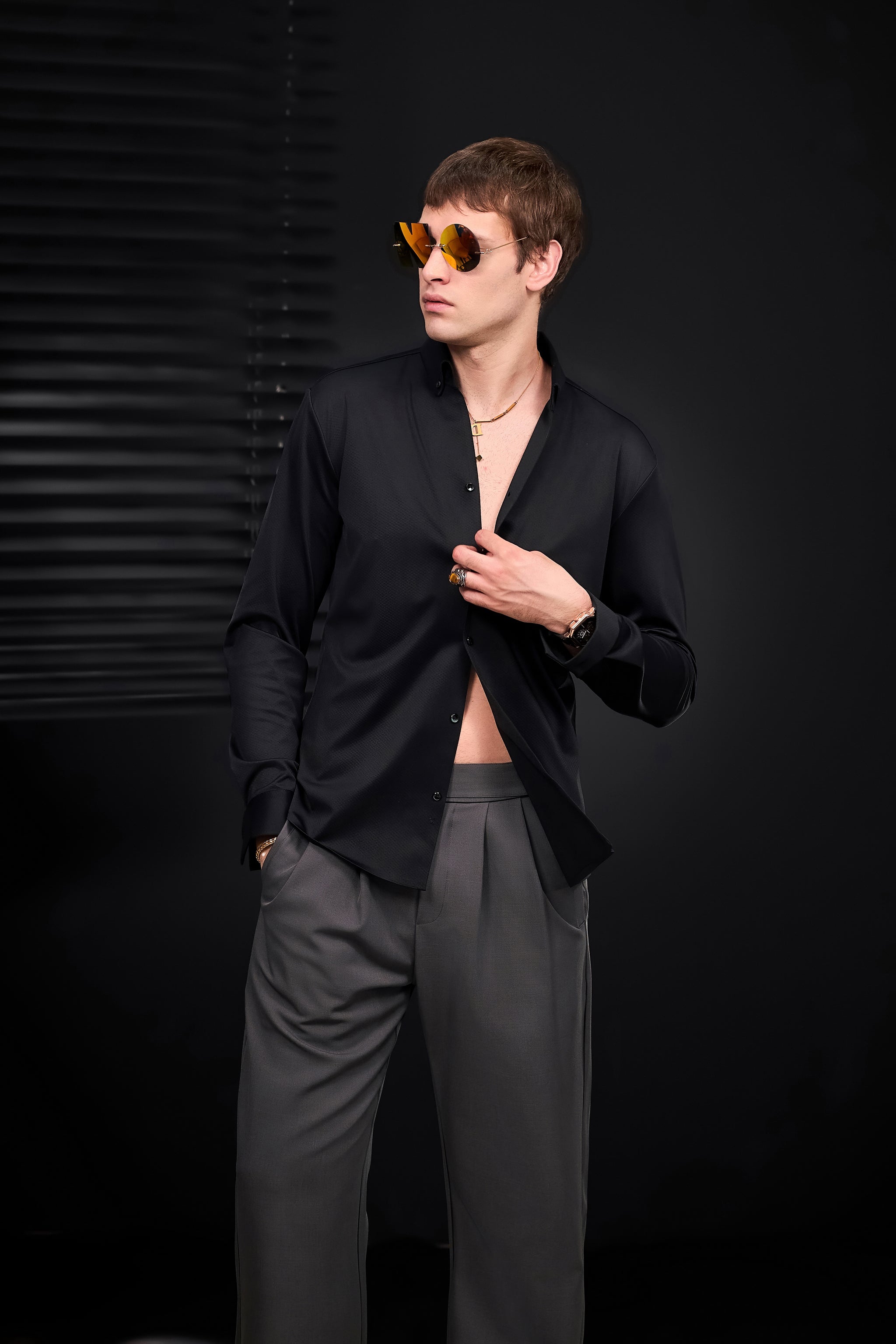 Wellington Side-Tab Trousers GREY