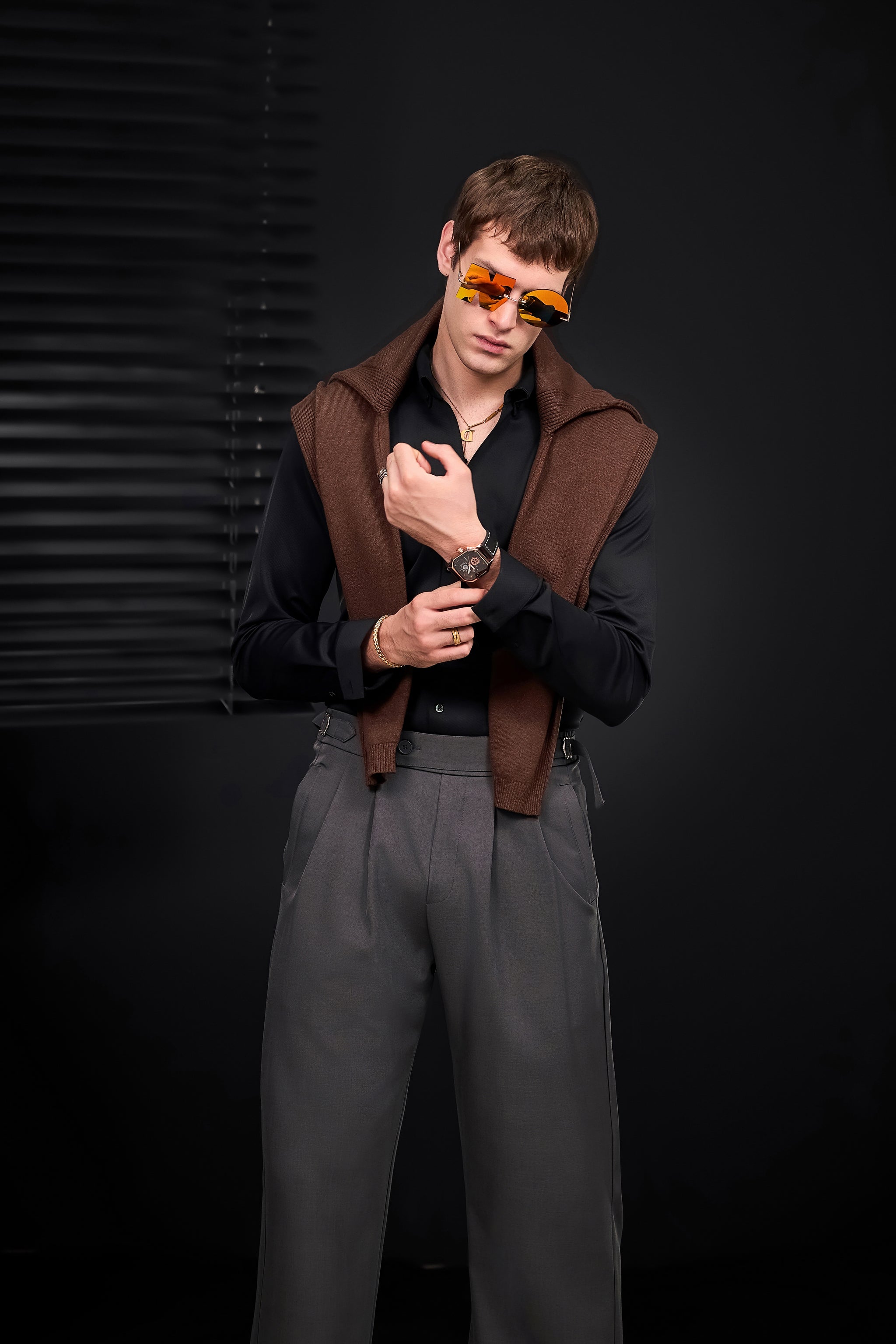 Wellington Side-Tab Trousers GREY