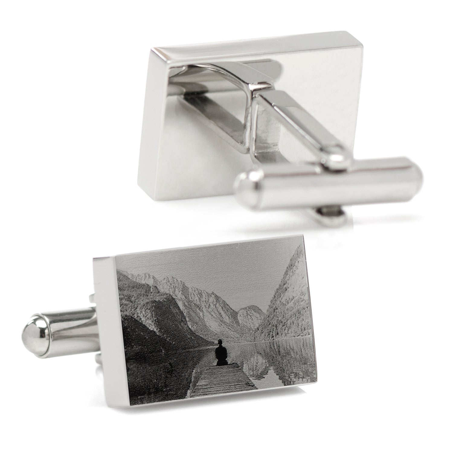 Custom Engraved Block Photo Cufflinks