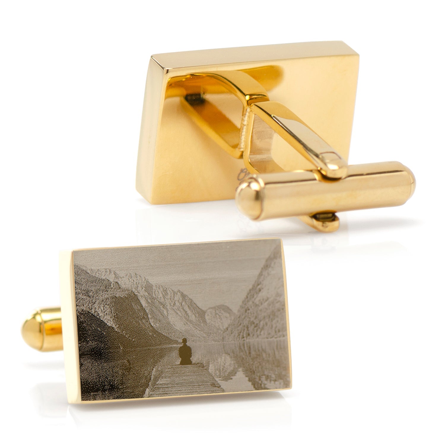 Custom Engraved Gold Plated Block Cufflinks