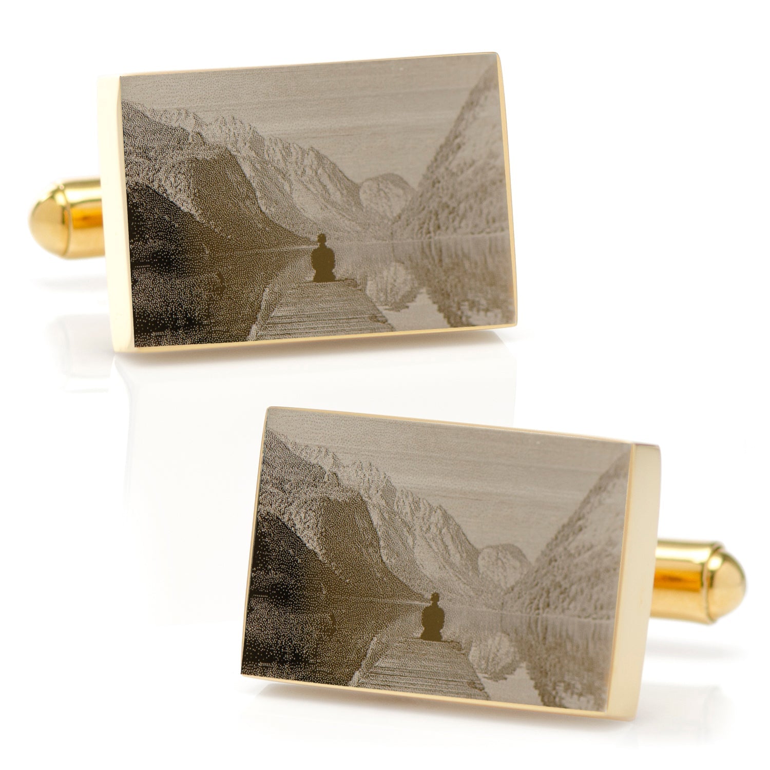 Custom Engraved Gold Plated Block Cufflinks