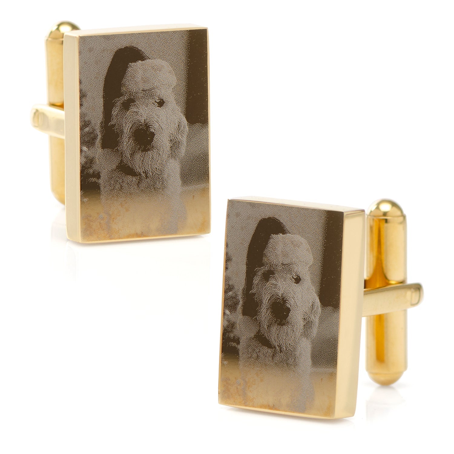 Stainless Steel Gold Plated Block Engravable Cufflinks
