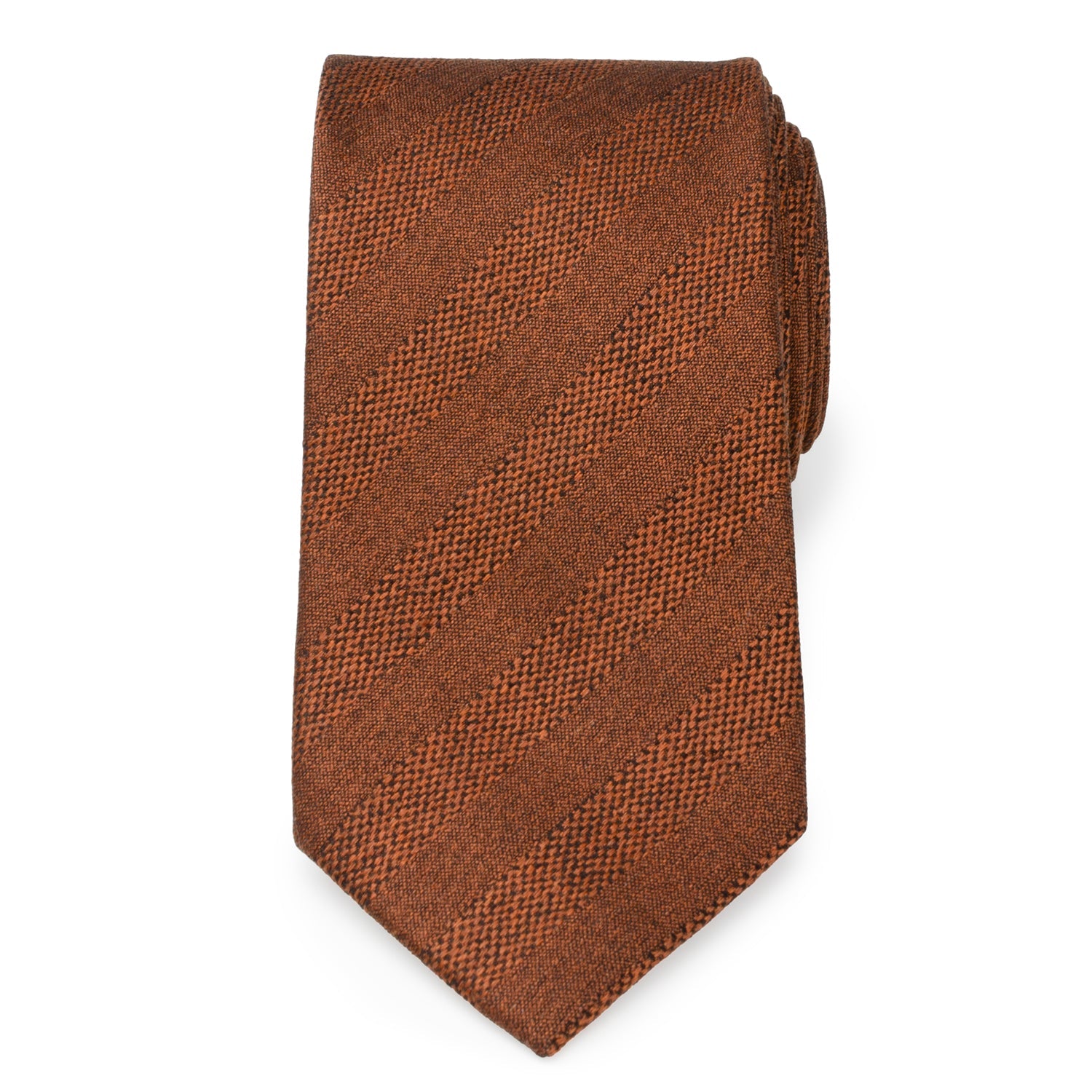 Burnt Sienna Tweed Striped Linen Men's Tie