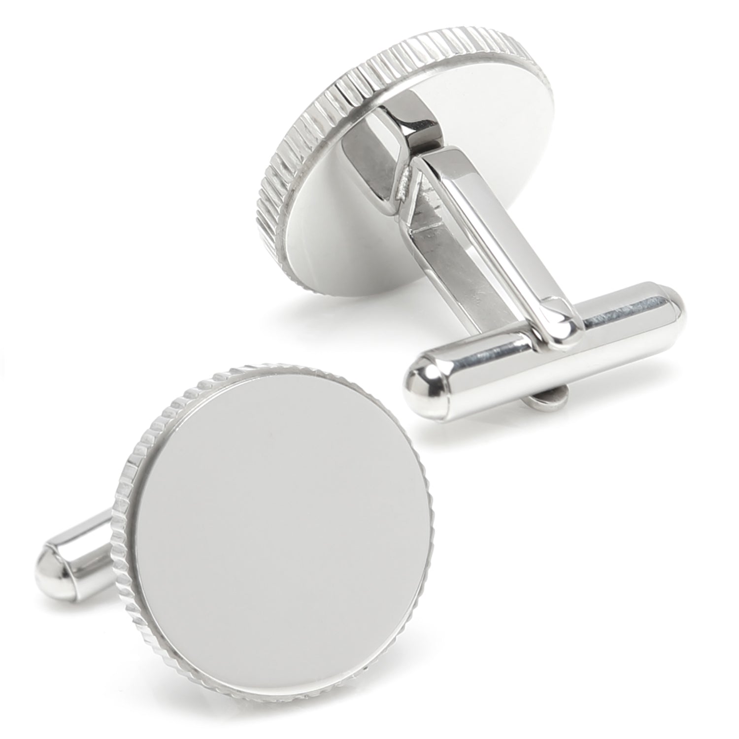 Stainless Steel Coin Edge Engravable Cufflinks
