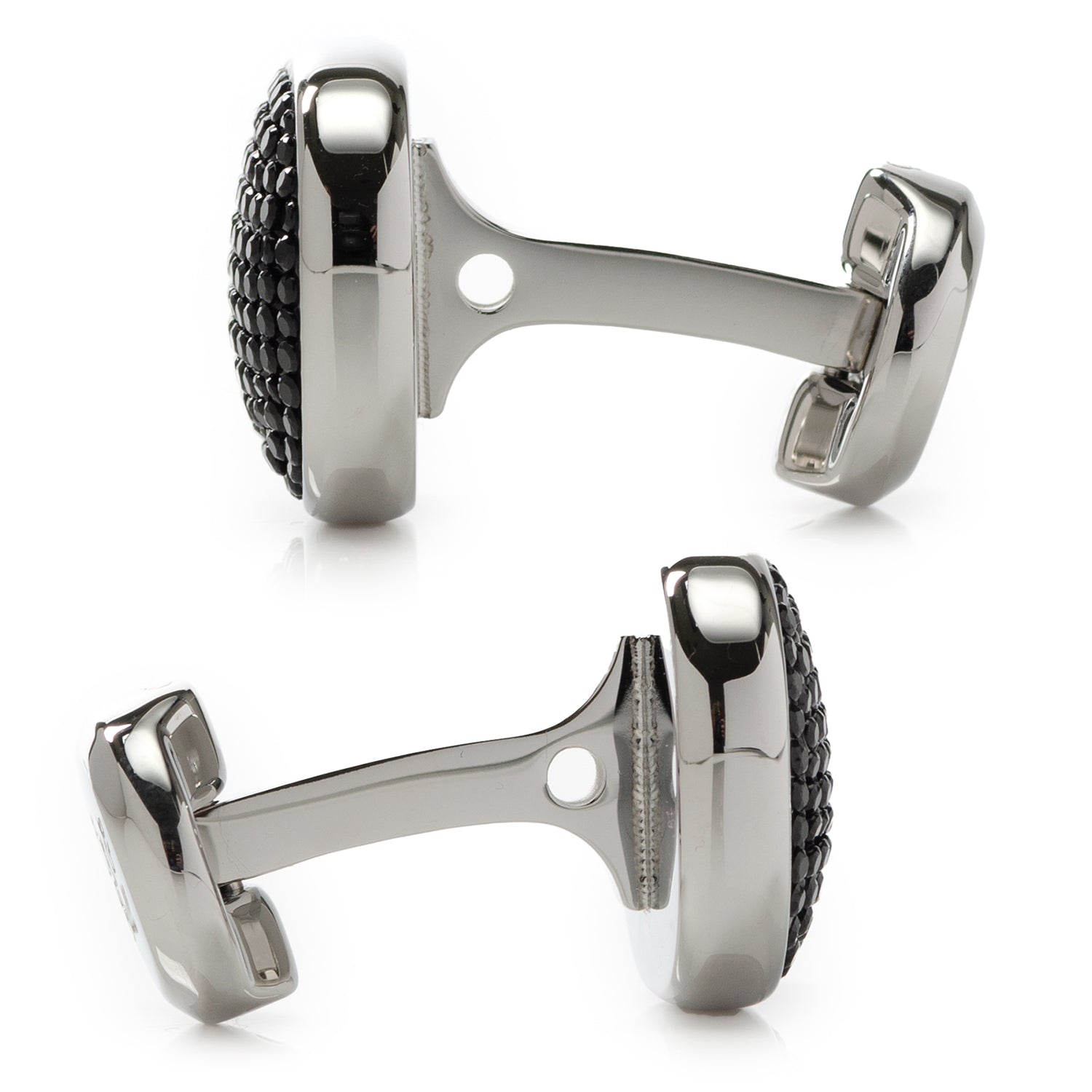 Stainless Steel Black Pave Crystal Cufflinks