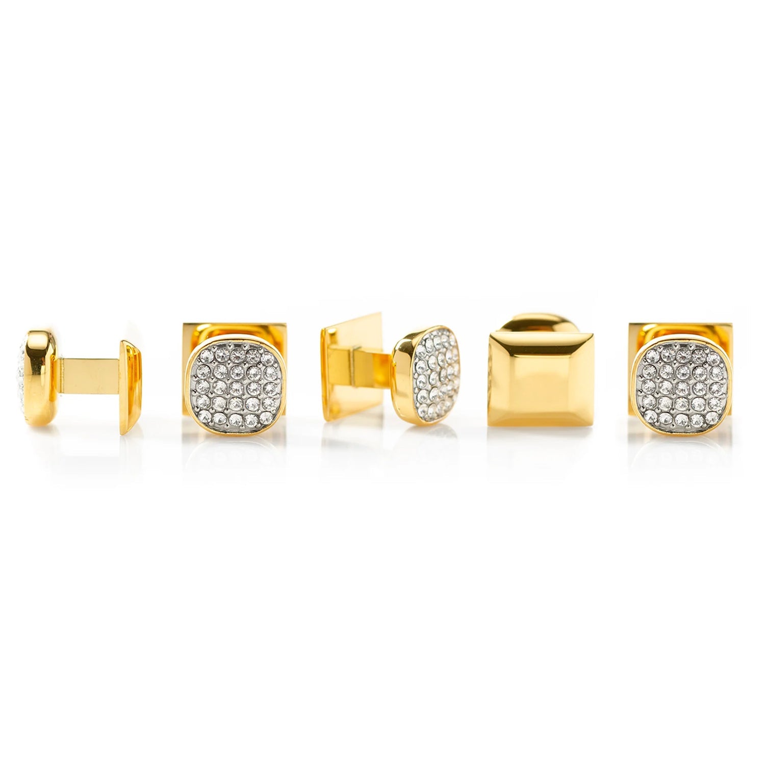 Stainless Steel Gold Plated White Pave Crystal 5-Studs