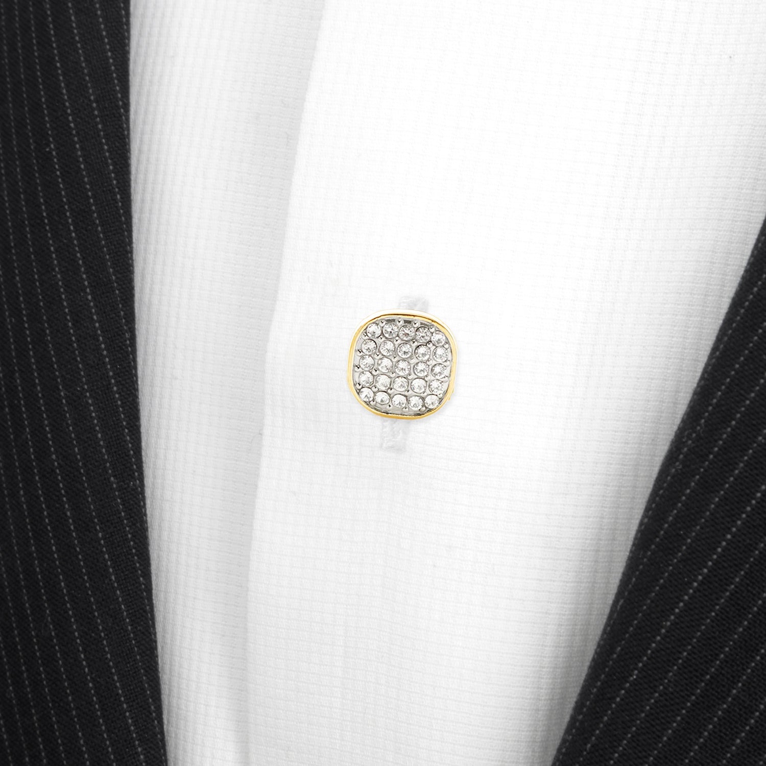 Stainless Steel Gold Plated White Pave Crystal 5-Studs