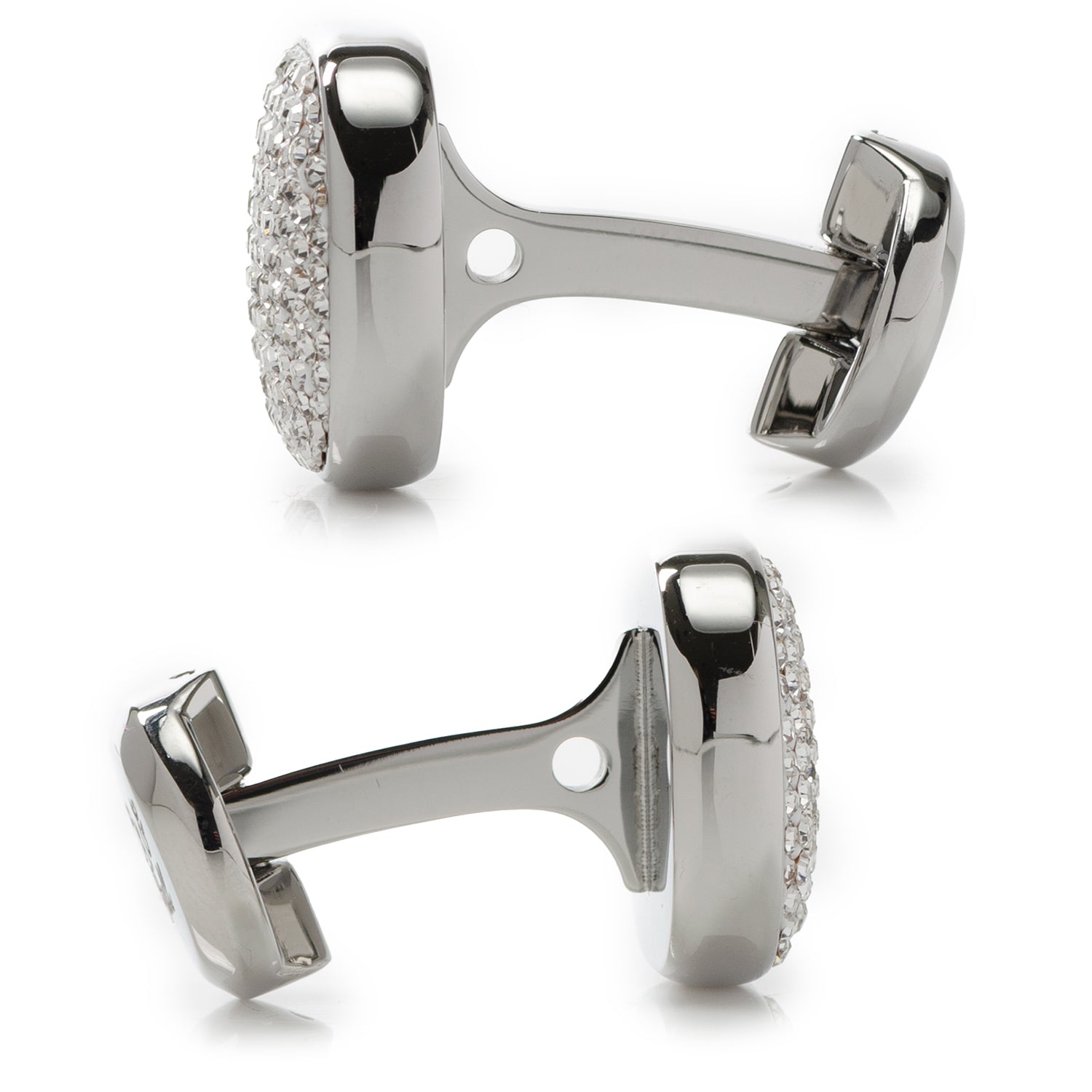 Stainless Steel White Pave Crystal Cufflinks