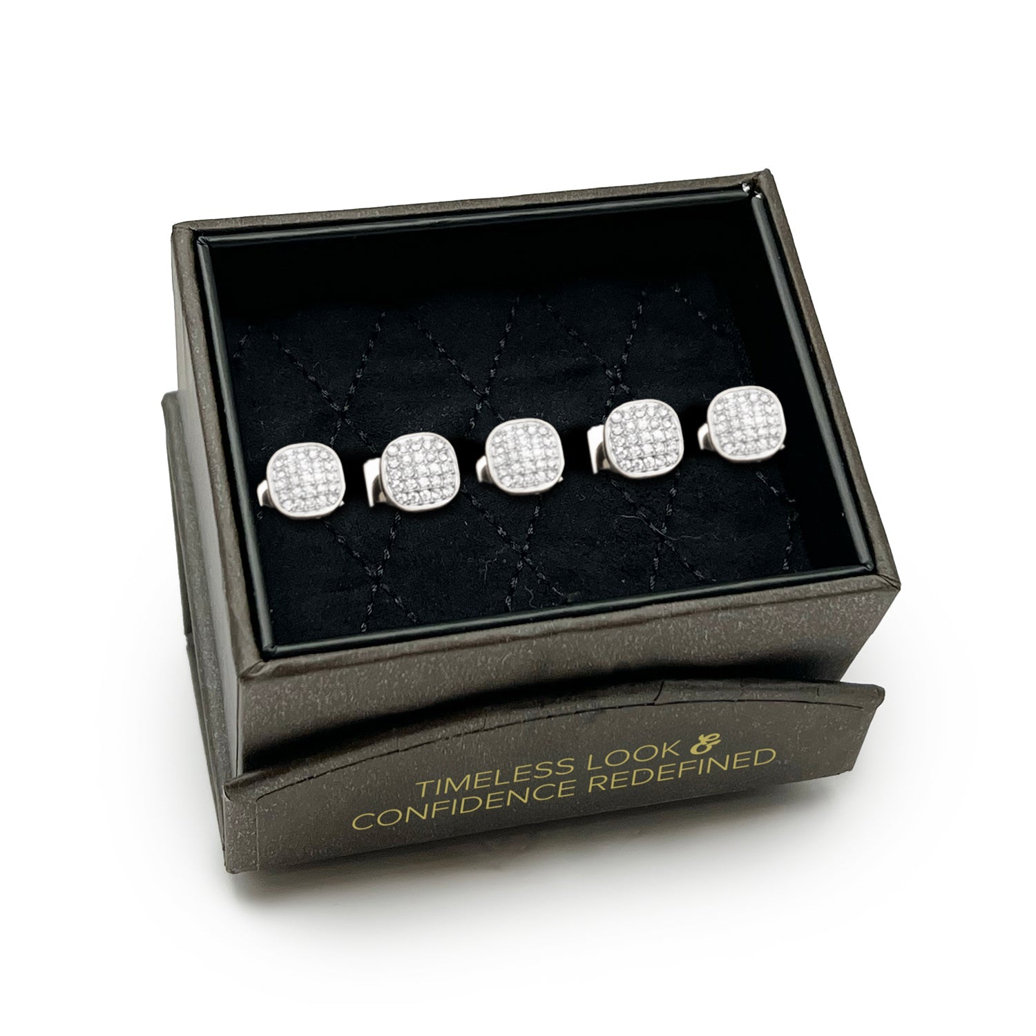 Stainless Steel White Pave Crystal 5-Studs
