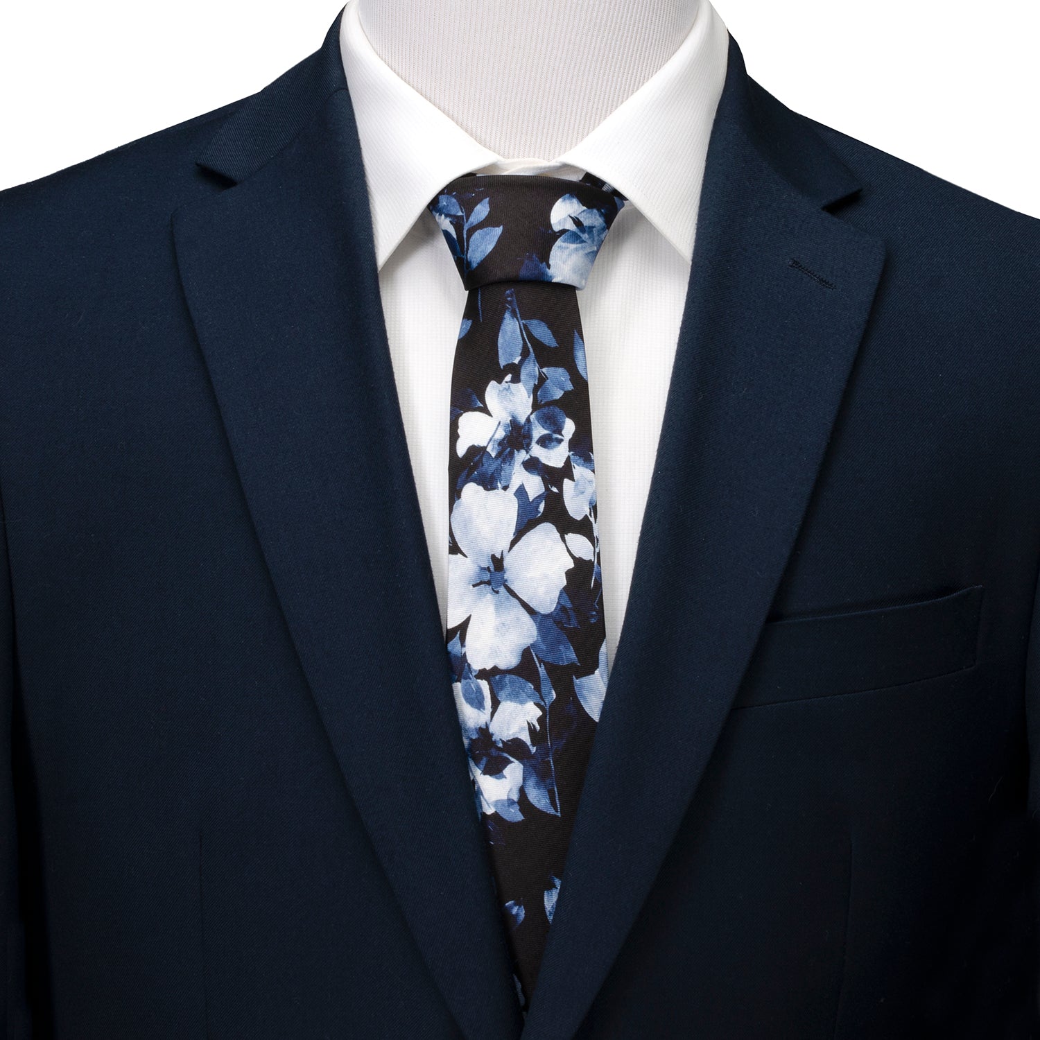 Painted Floral Black Silk Men's Tie